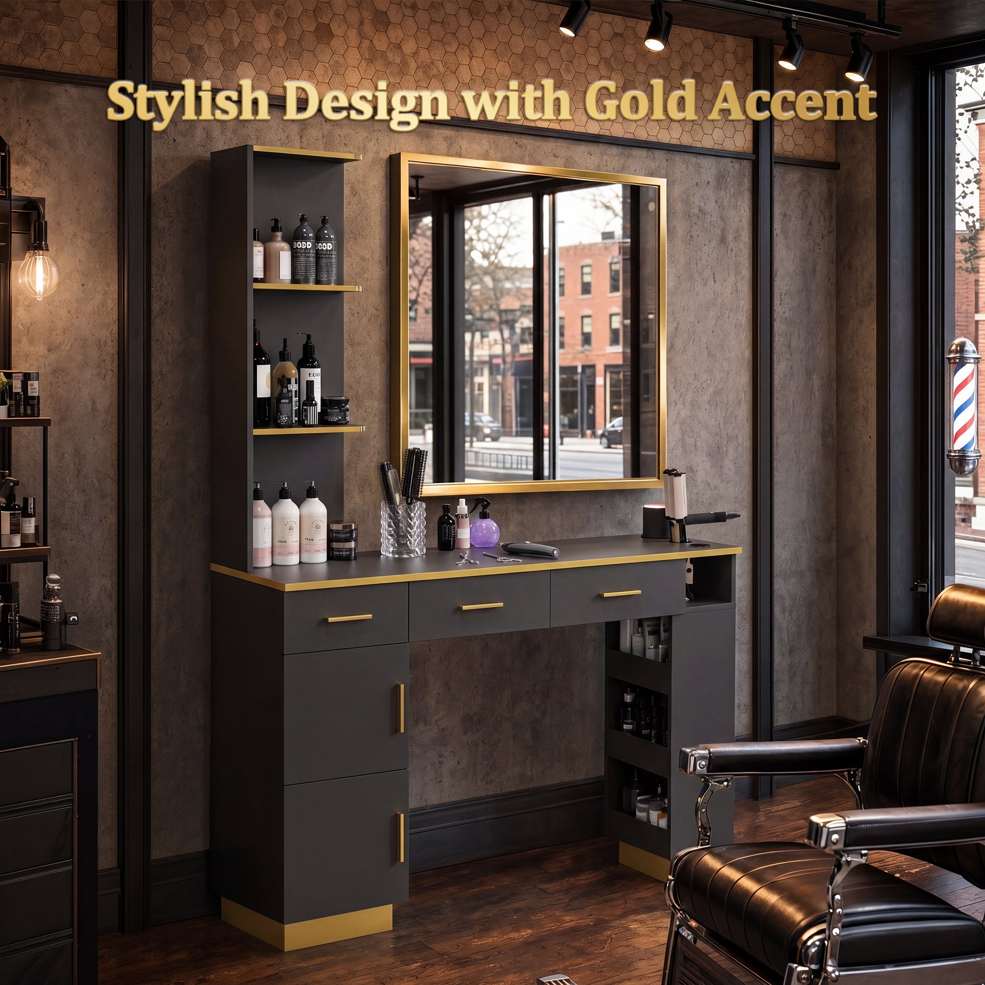 Advwin Professional Hair Salon Station w/Storage