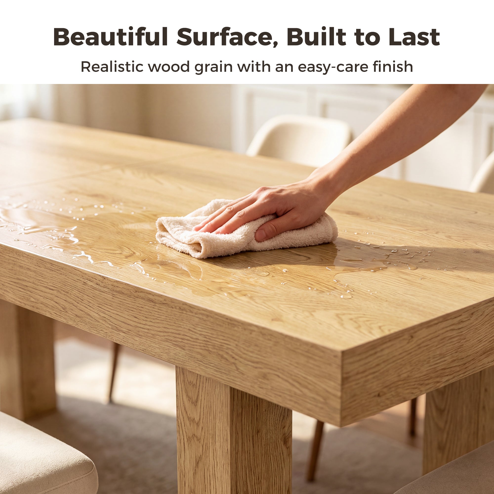 Advwin Rectangle Extendable Dining Table for 6-8