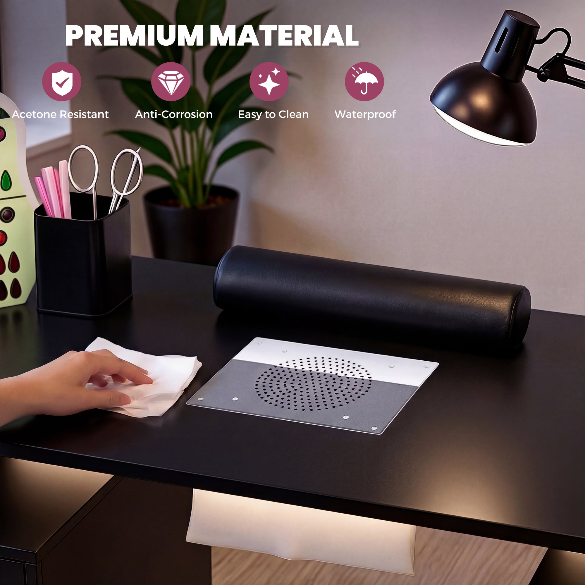 Advwin Nail Desk & Storage Stool Set for Nail Tech