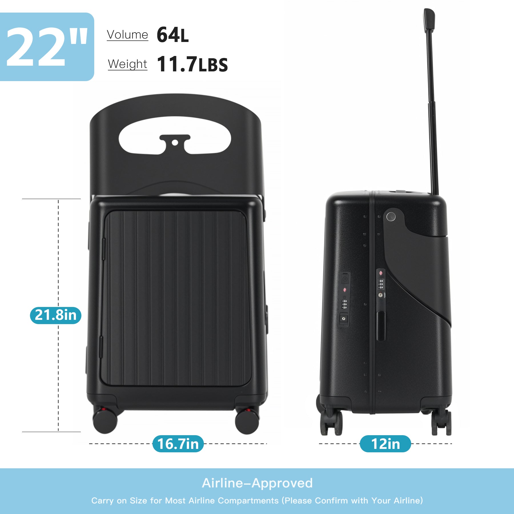 Advwin  22" Luggage with Foldable Child Seat