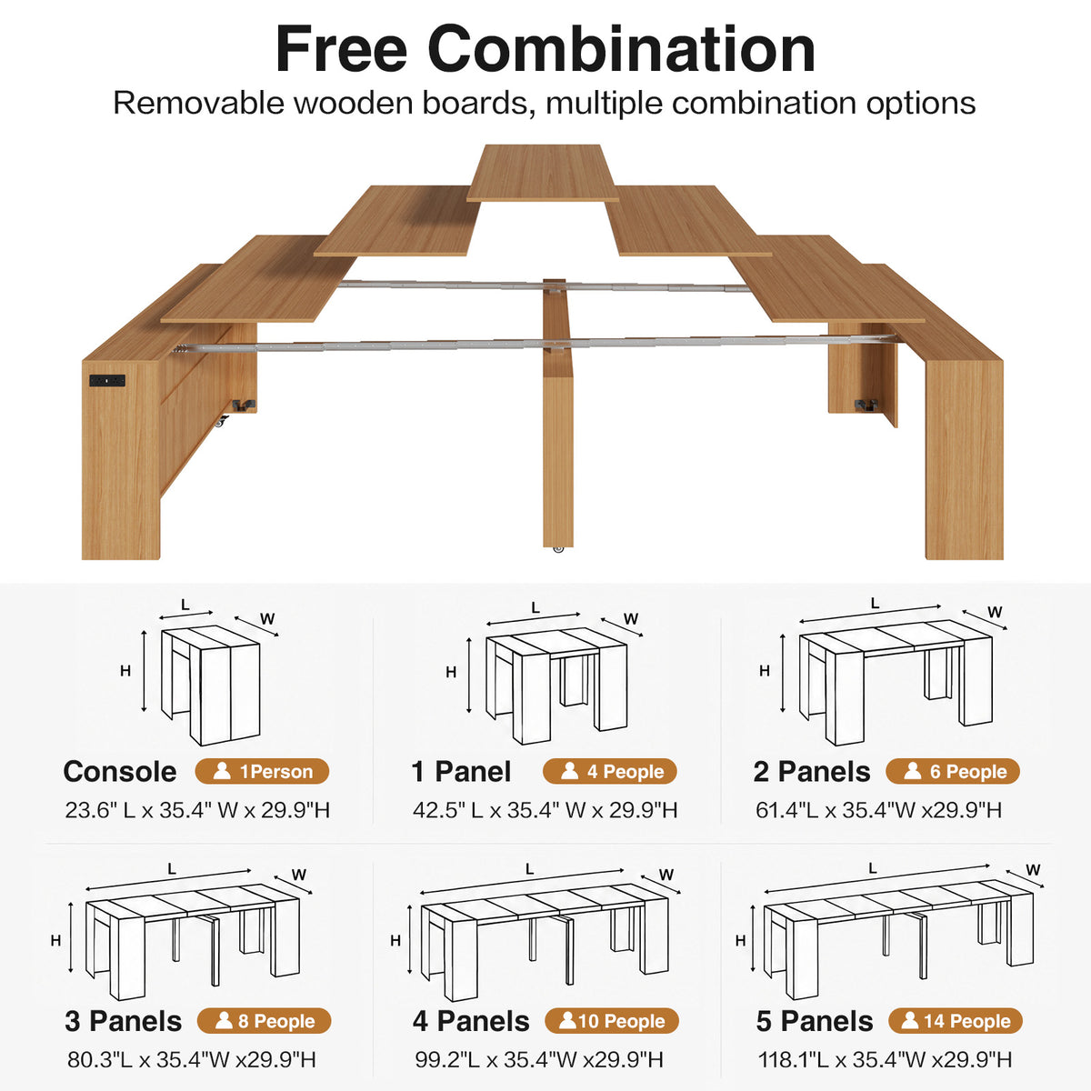 Advwin Extendable Dining Table with Storage Cabinet