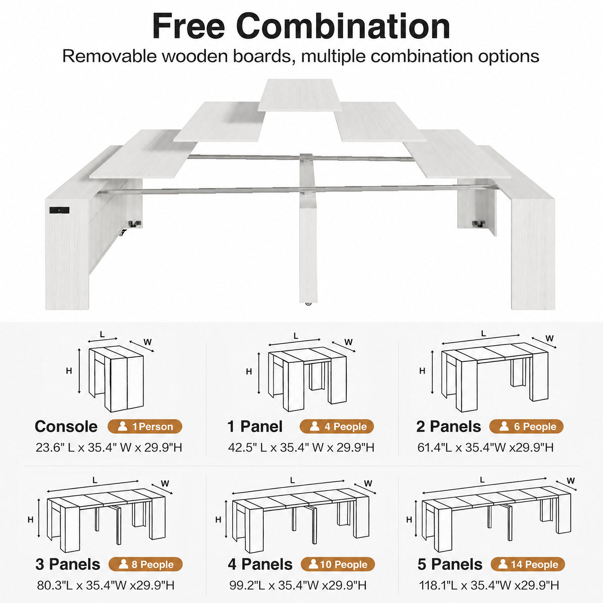 Advwin Extendable Dining Table with Storage Cabinet