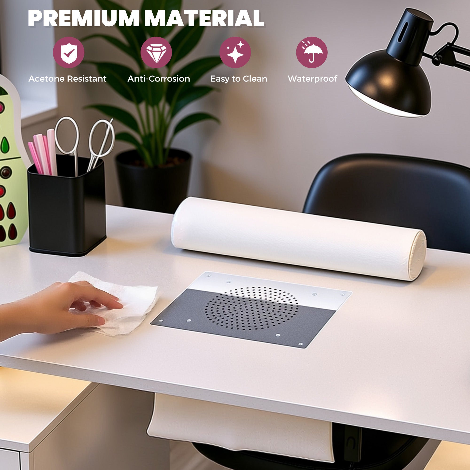 Advwin Nail Table w/ Dust Collector & Lockable Wheels