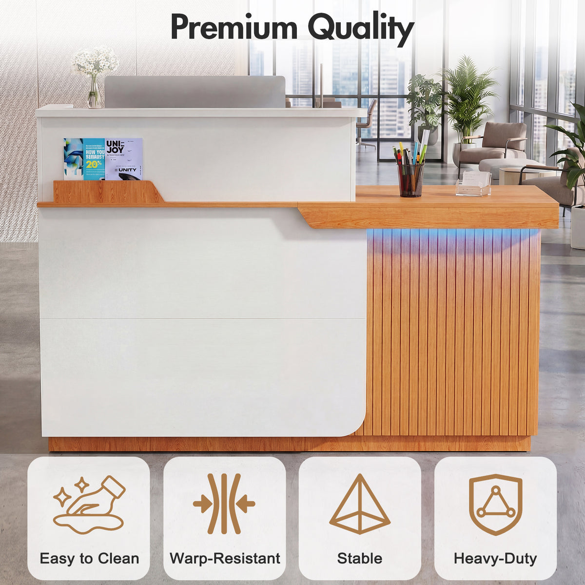 Advwin Modern Reception Desk with LED