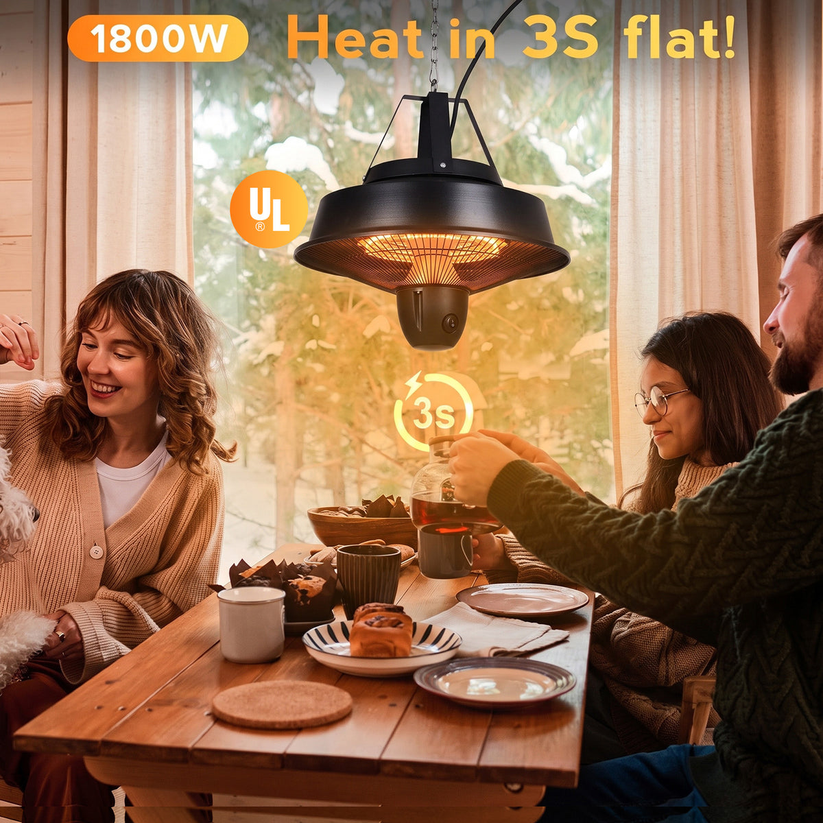 Advwin 1800W Infrared Hanging Patio Heater