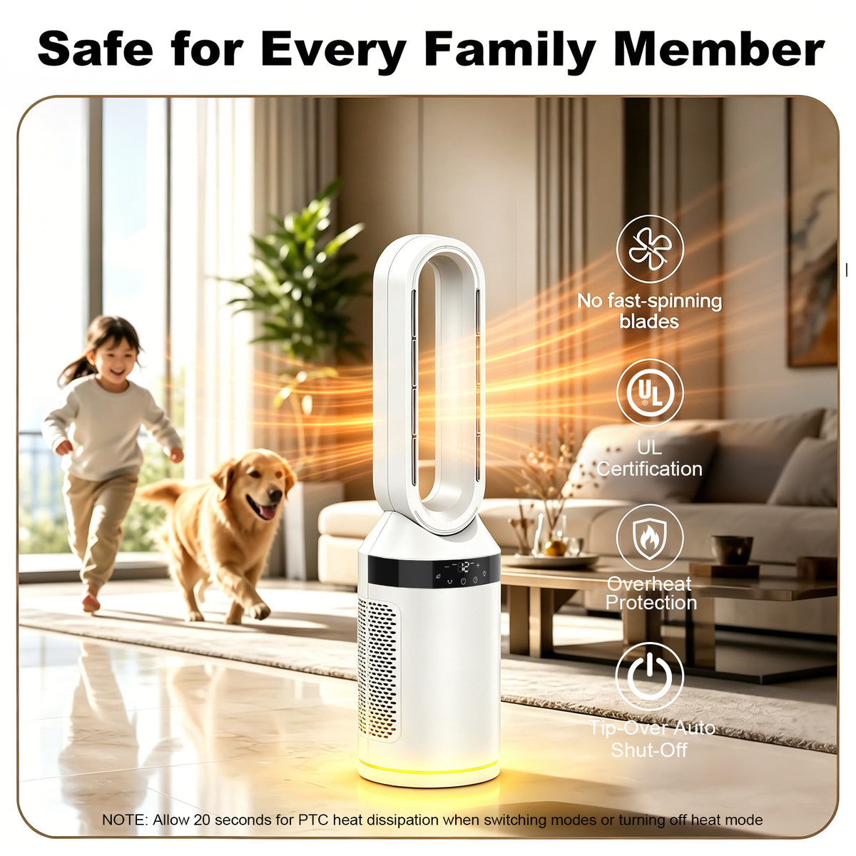 Advwin 32” Bladeless Tower Fan and Heater Combo