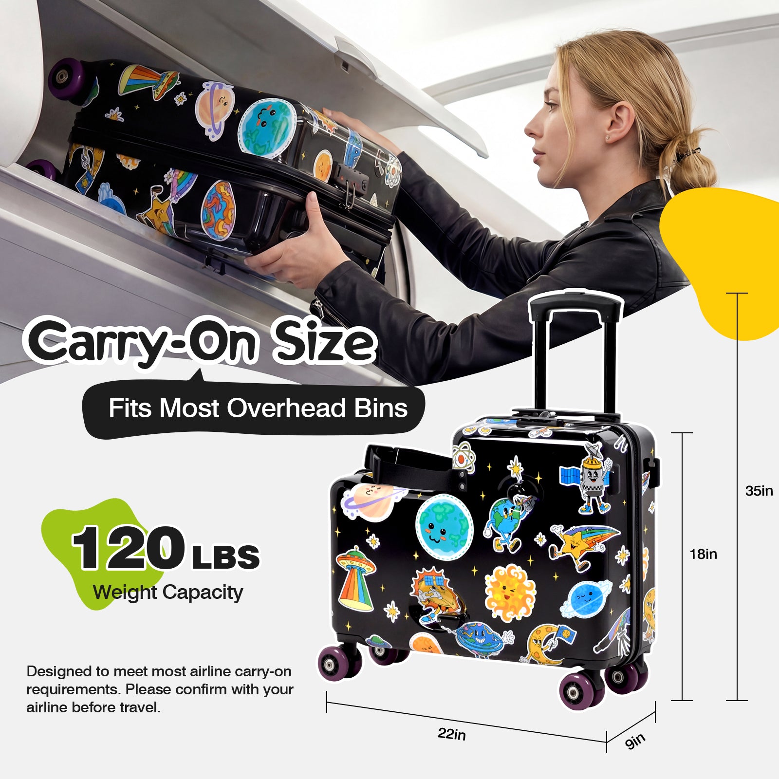 Advwin 20" Cute Pattern Ride-On Suitcase