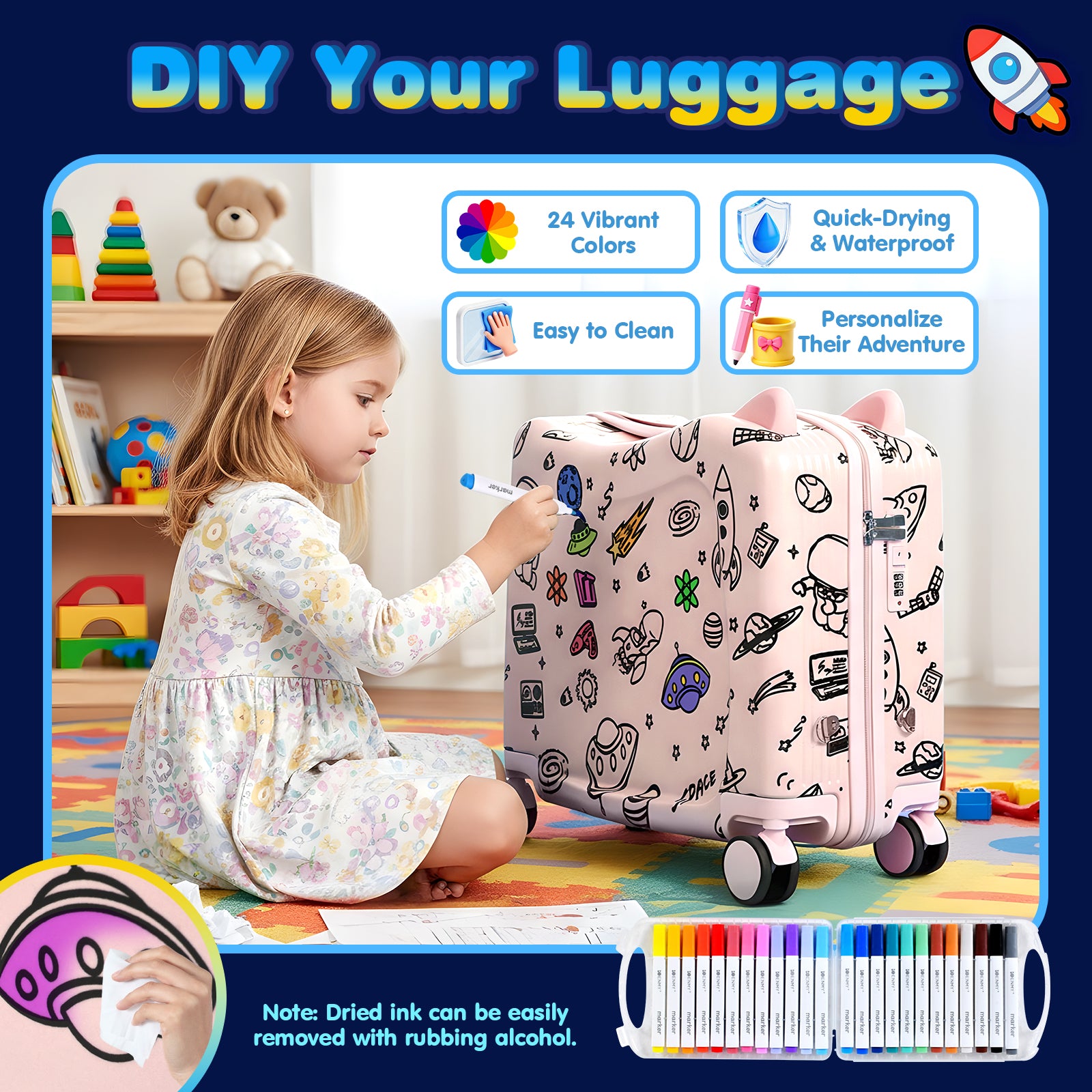 Advwin Kids Ride-On Suitcase DIY Coloring Design