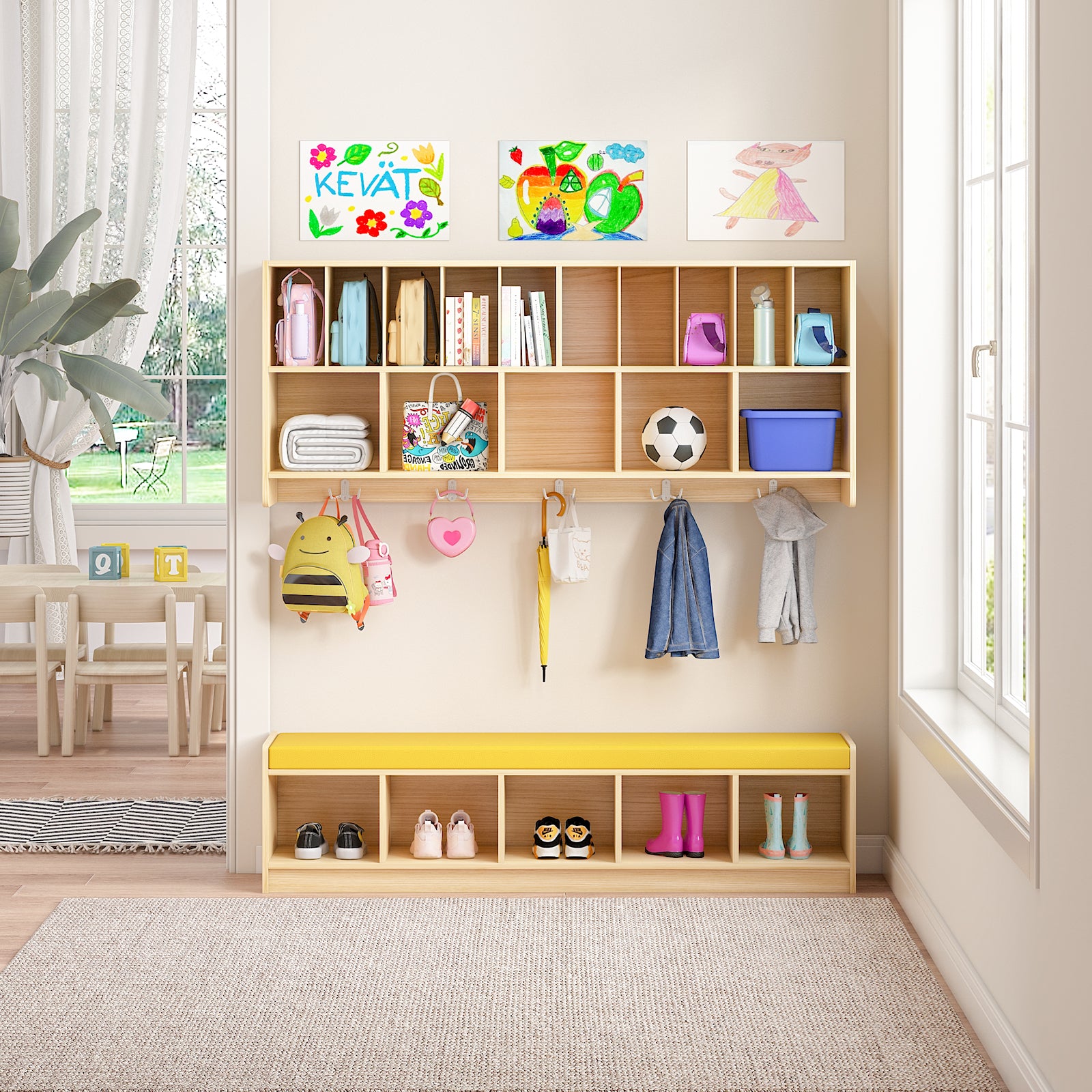 Advwin Wall-Mounted Diaper Storage w/Bench (Pre-Order)