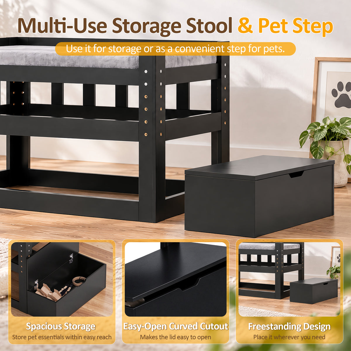 Advwin Adjustable Pet Bunk Bed w/ Stairs & Storage