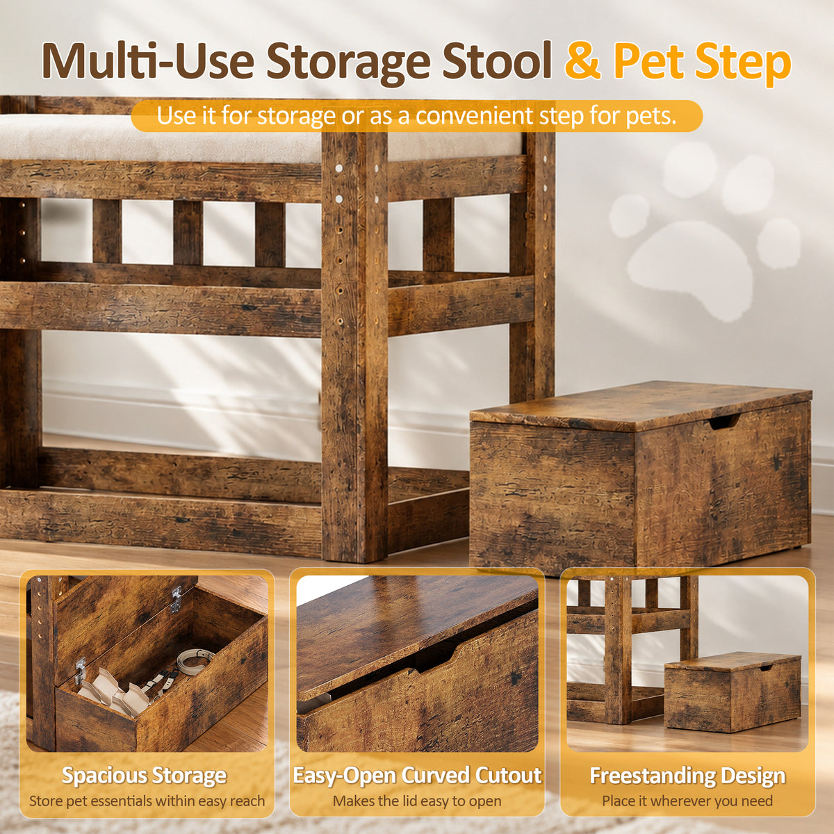 Advwin Adjustable Pet Bunk Bed w/ Stairs & Storage