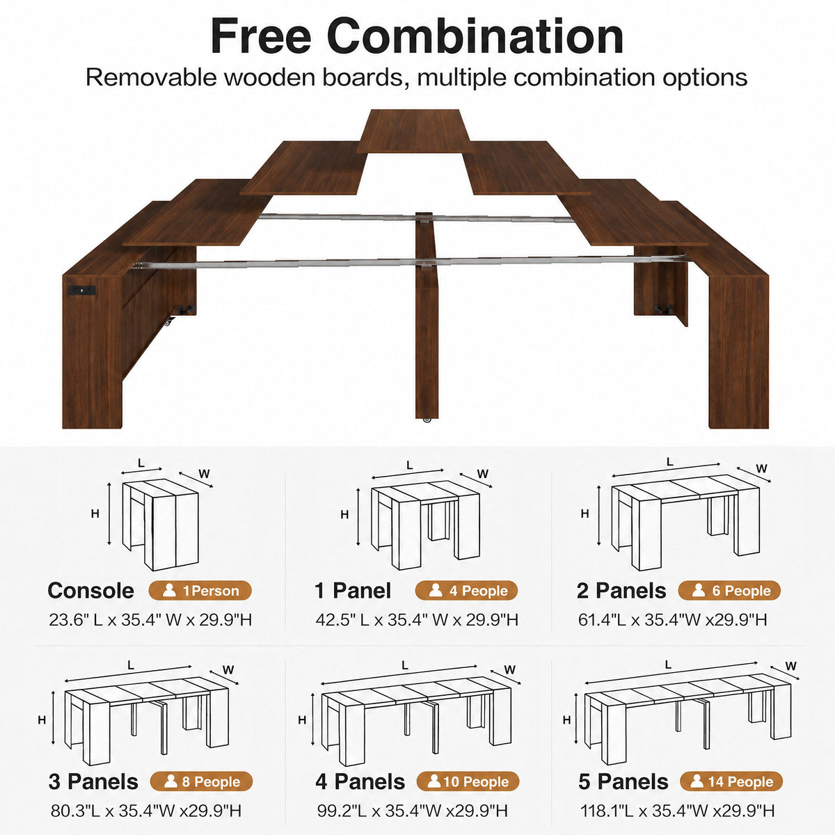 Advwin Extendable Dining Table with Storage Cabinet
