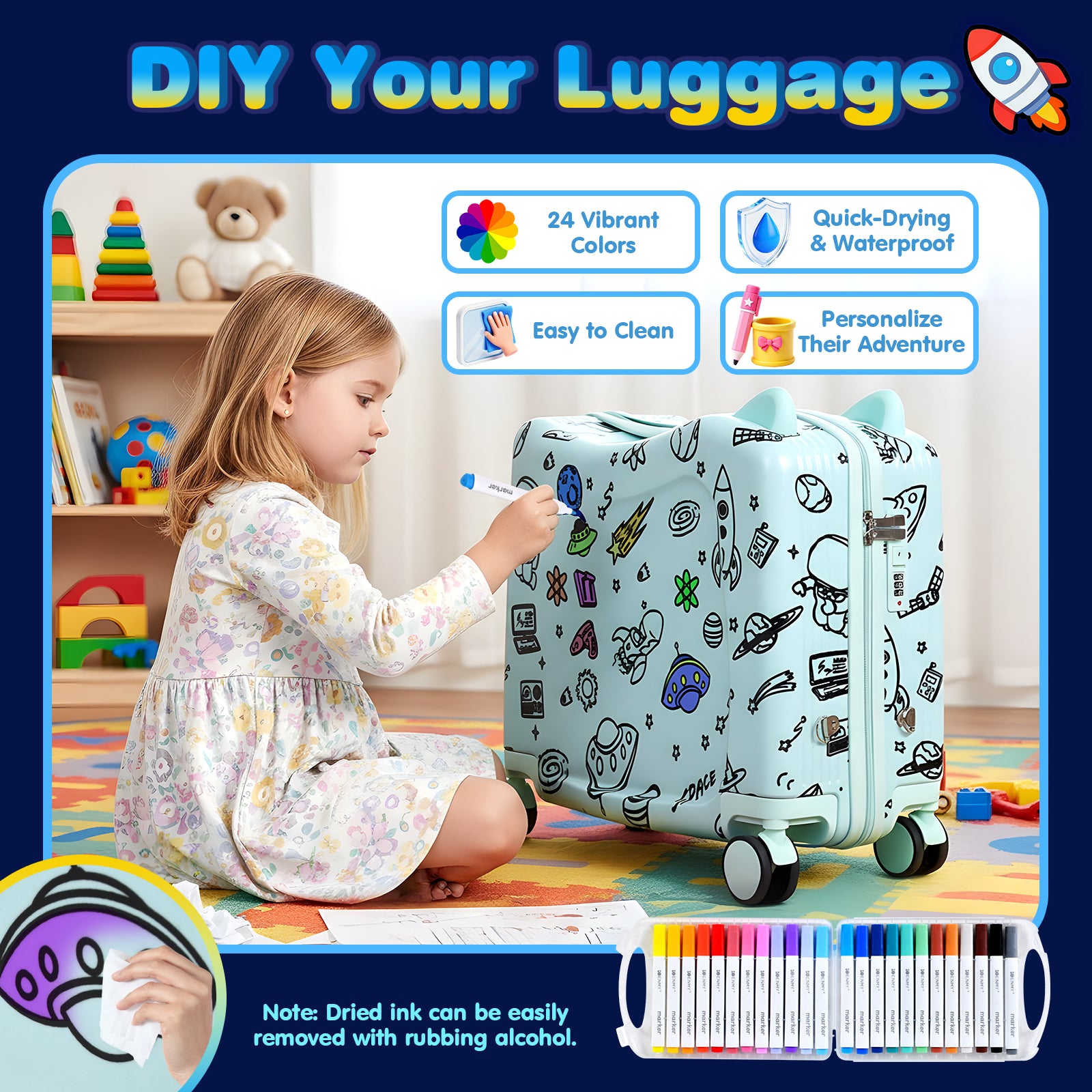 Advwin Kids Ride-On Suitcase DIY Coloring Design