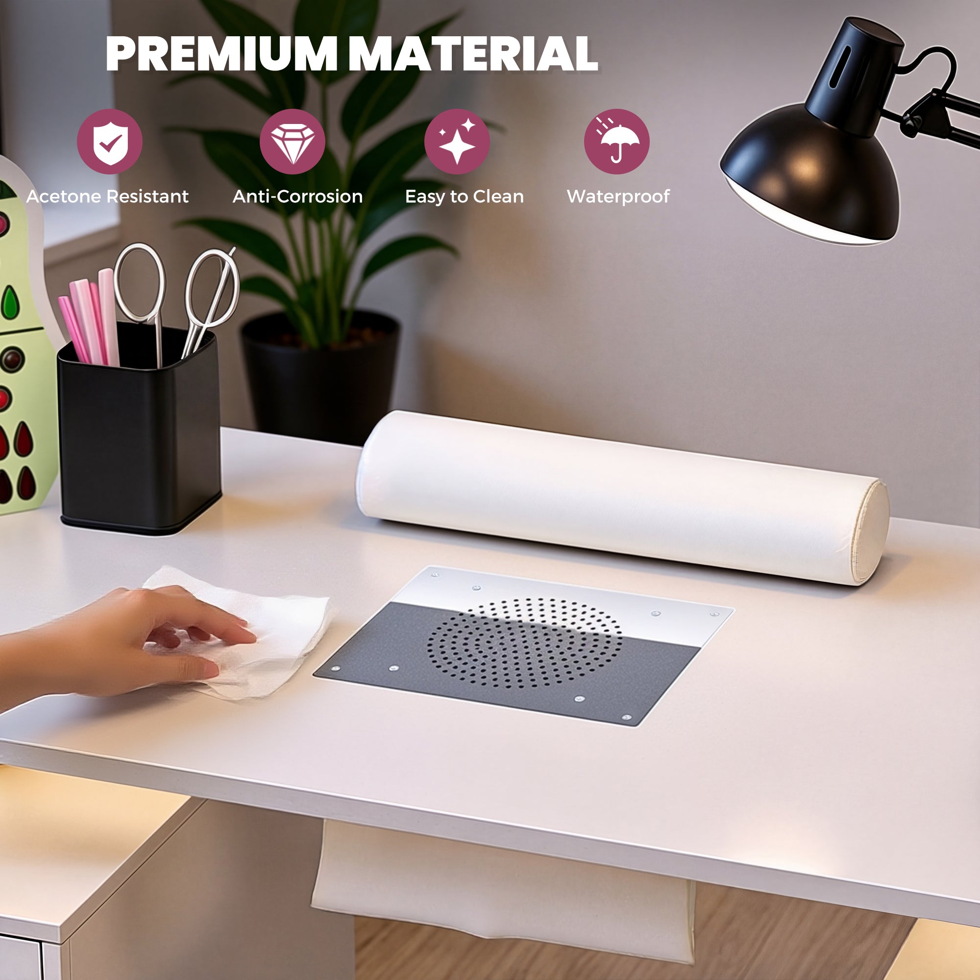 Advwin Nail Desk & Storage Stool Set for Nail Tech