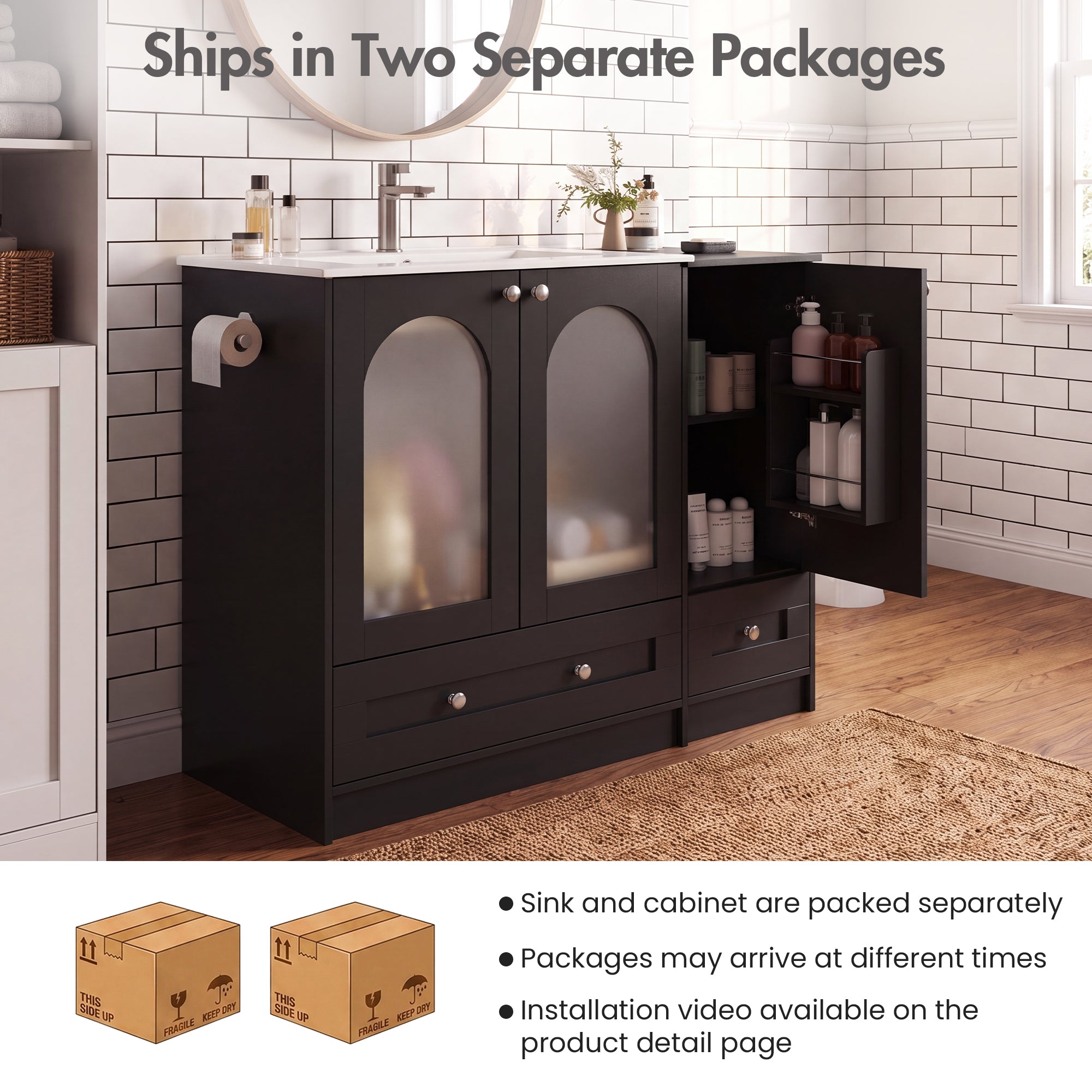 Advwin 42" Freestanding Bathroom Vanity w/ Ceramic Sink