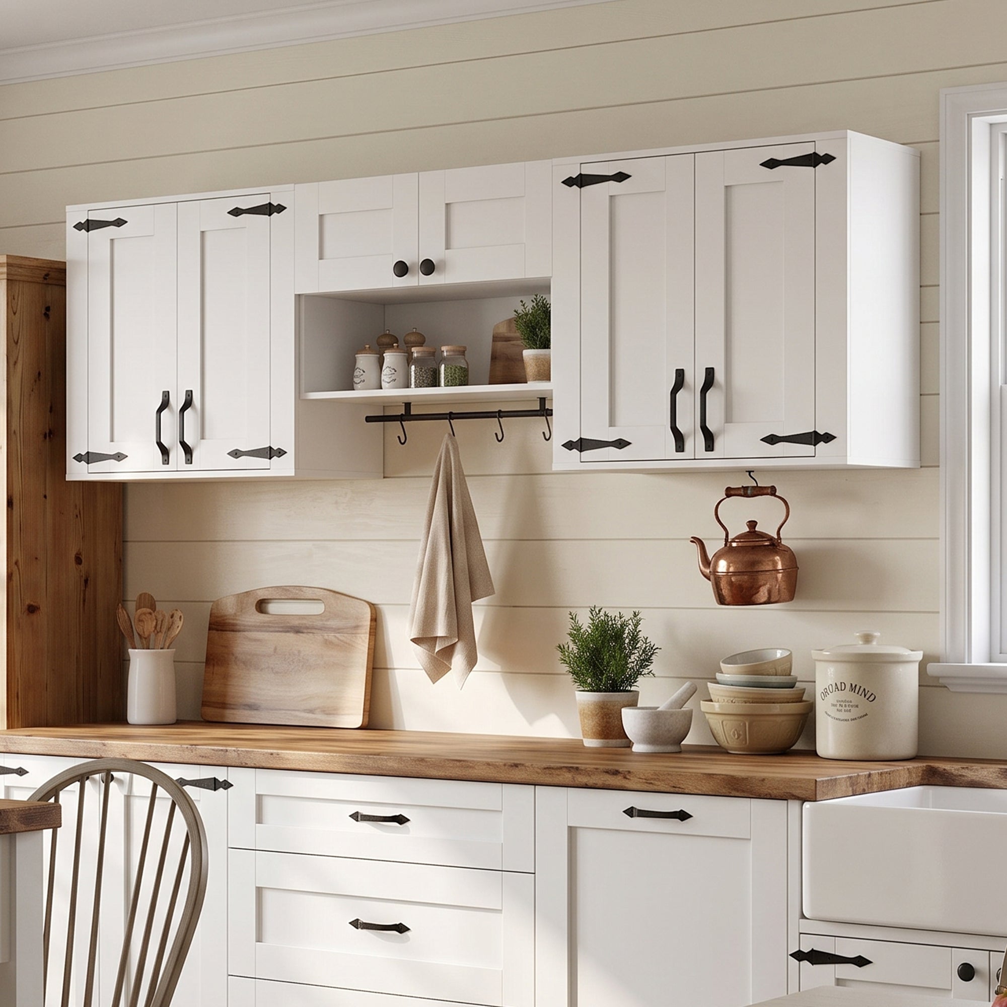 Advwin Laundry Room Farmhouse Wall Cabinet Set