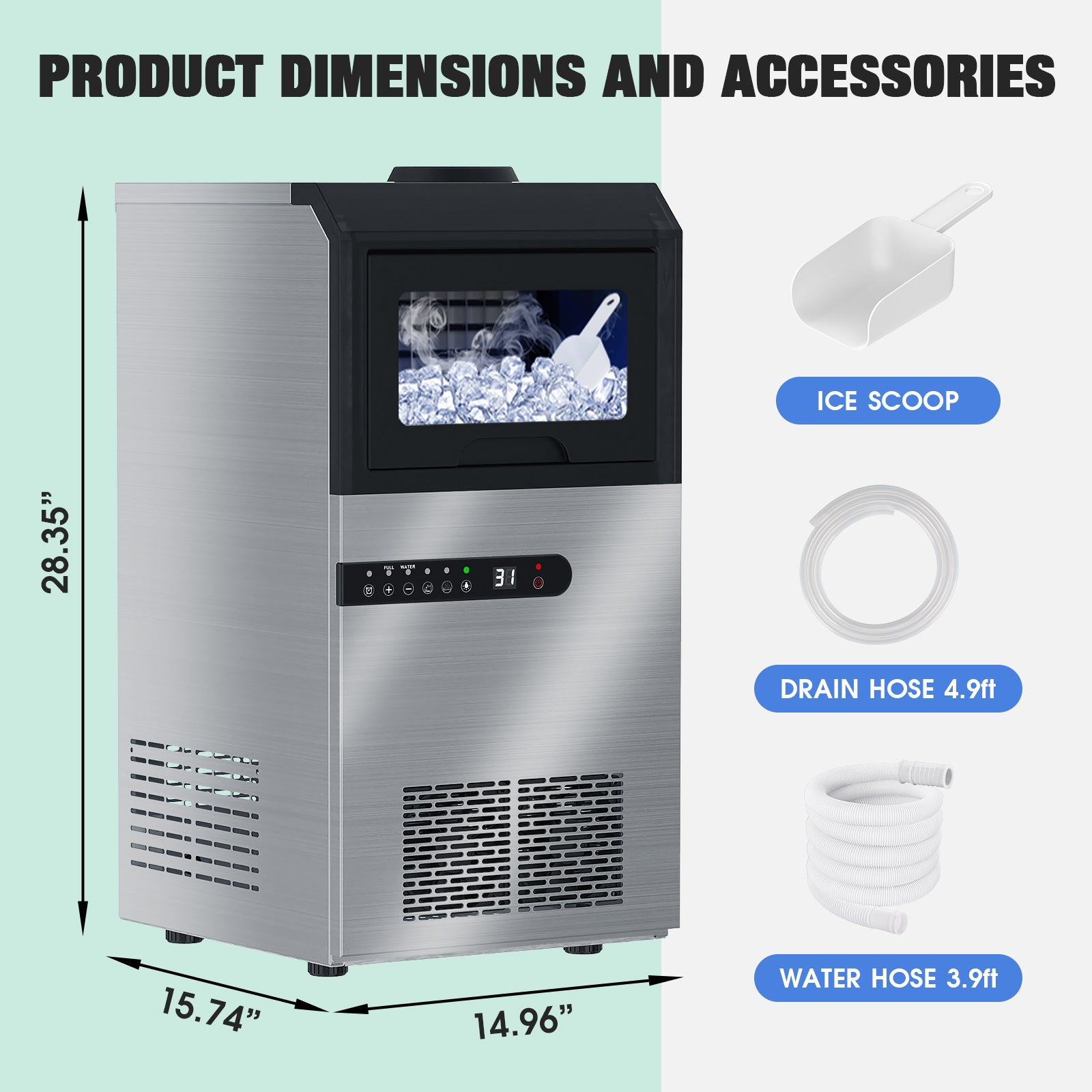 Advwin Commercial Ice Maker Machine 100Lbs/24H