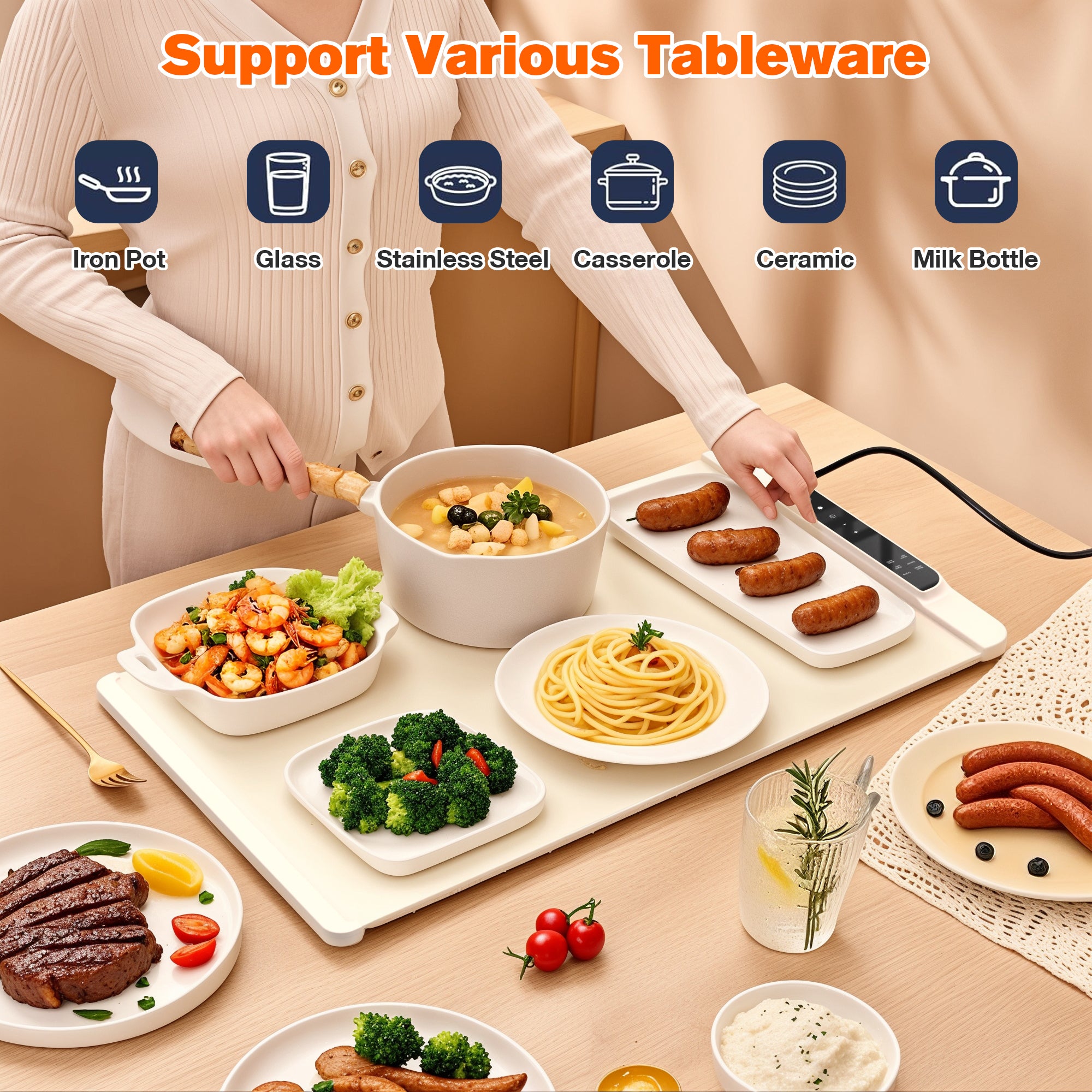 Advwin Electric Food Warming Mat with Child Lock