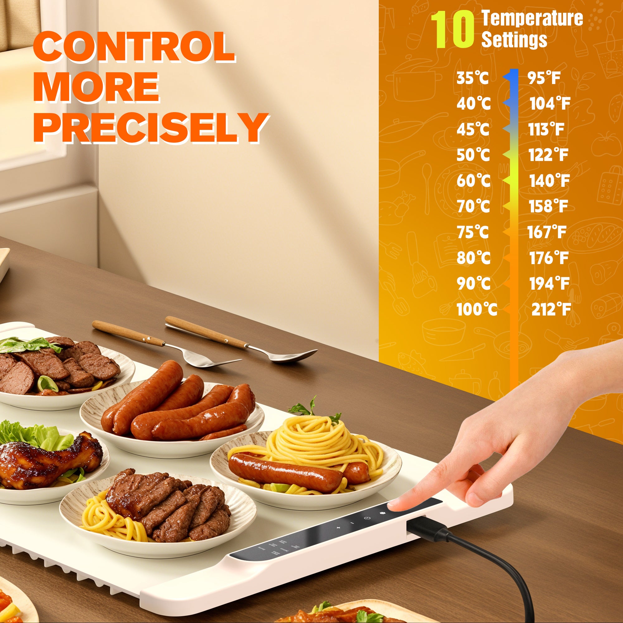 Advwin Electric Food Warming Mat with Child Lock