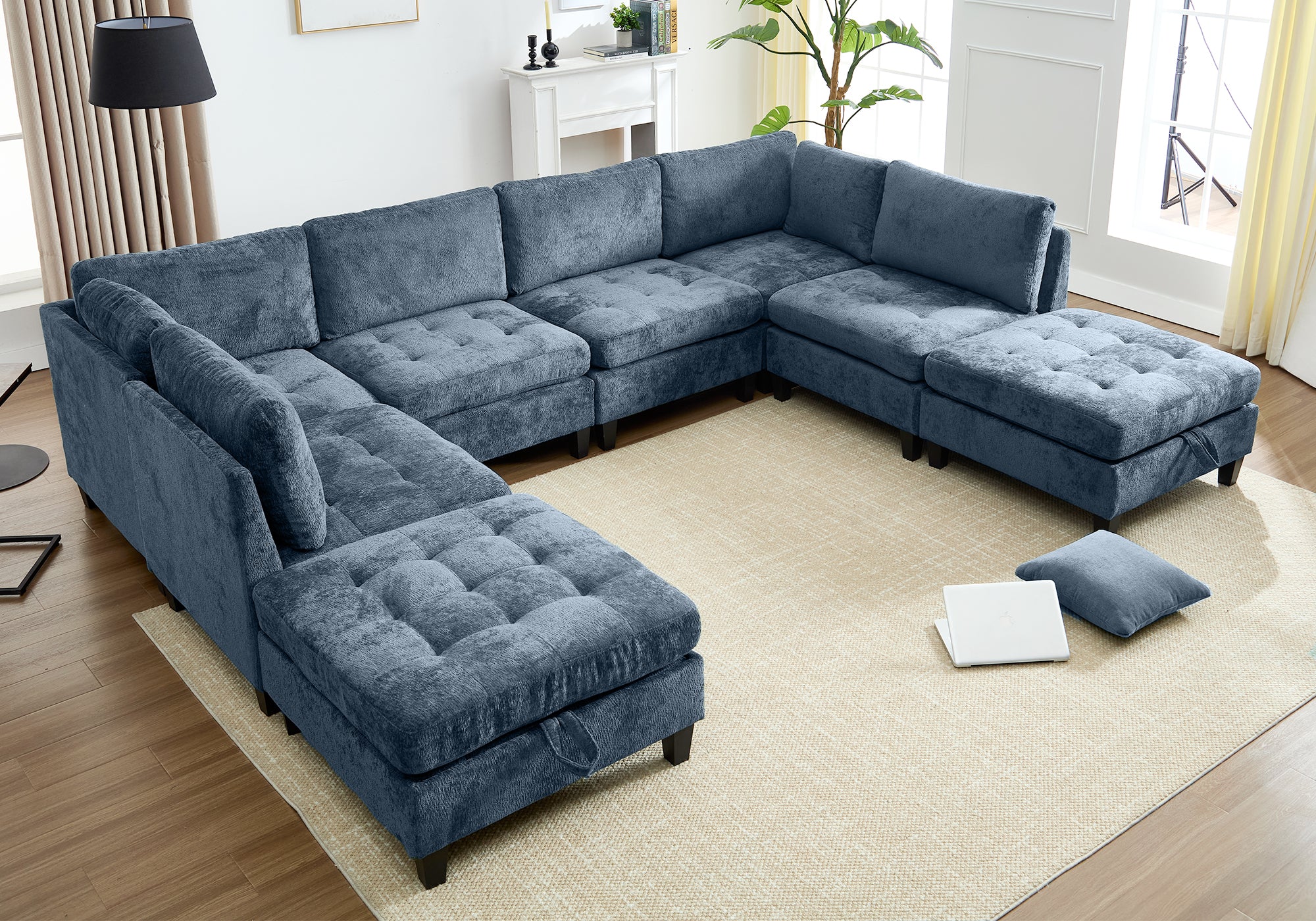 Advwin Oversized Sectional Couch 8 Seats Sofa Bed