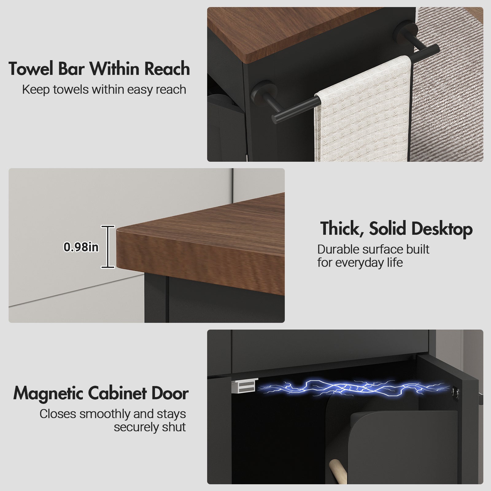 Advwin Kitchen Island Table with Power Outlet