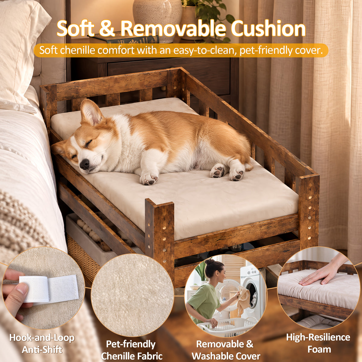 Advwin Adjustable Pet Bunk Bed w/ Stairs & Storage