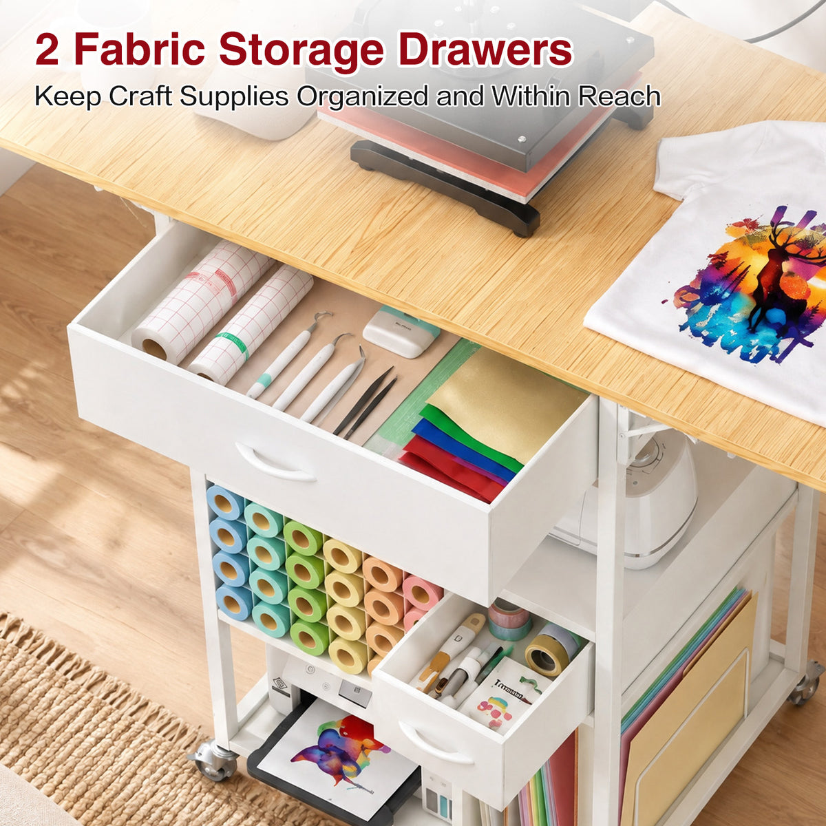 Advwin Foldable Heat Press Table w/ Built-in Power Outlet