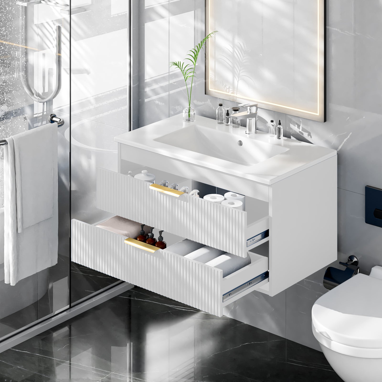 Advwin Bathroom Vanity with Ceramic Sink