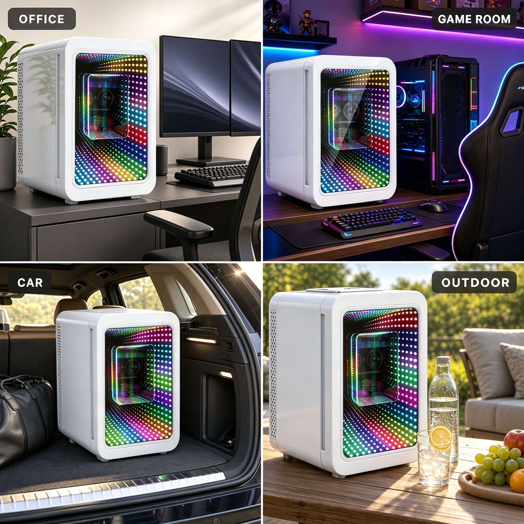 Advwin Mini Fridge with Dimmable Gaming Light