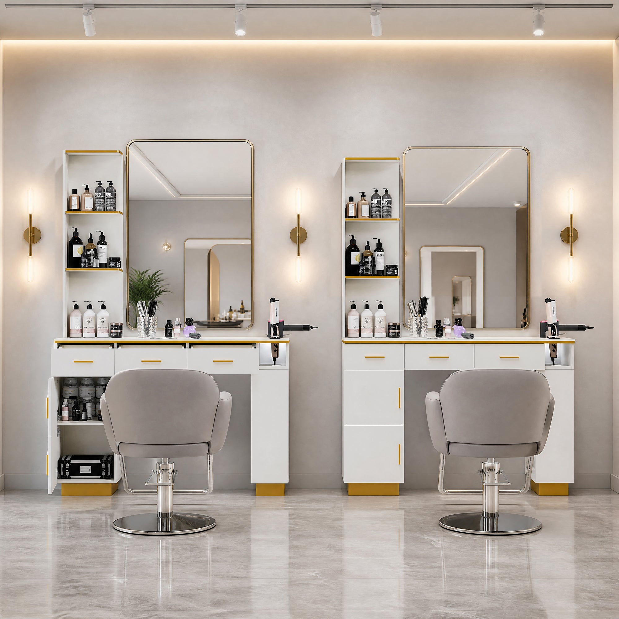 Advwin Professional Hair Salon Station w/Storage