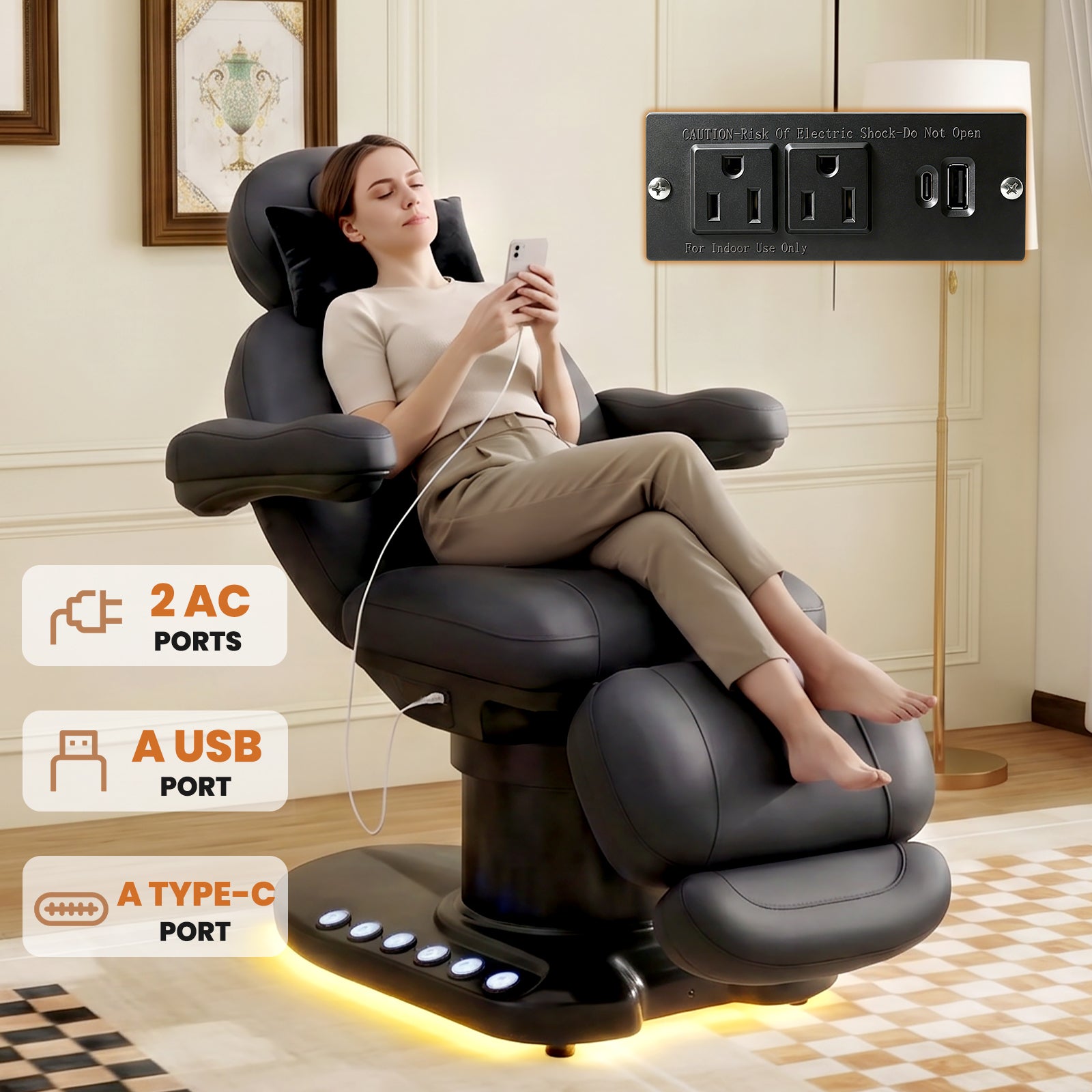 Advwin Fully Electric Massage Table with 3 Motors