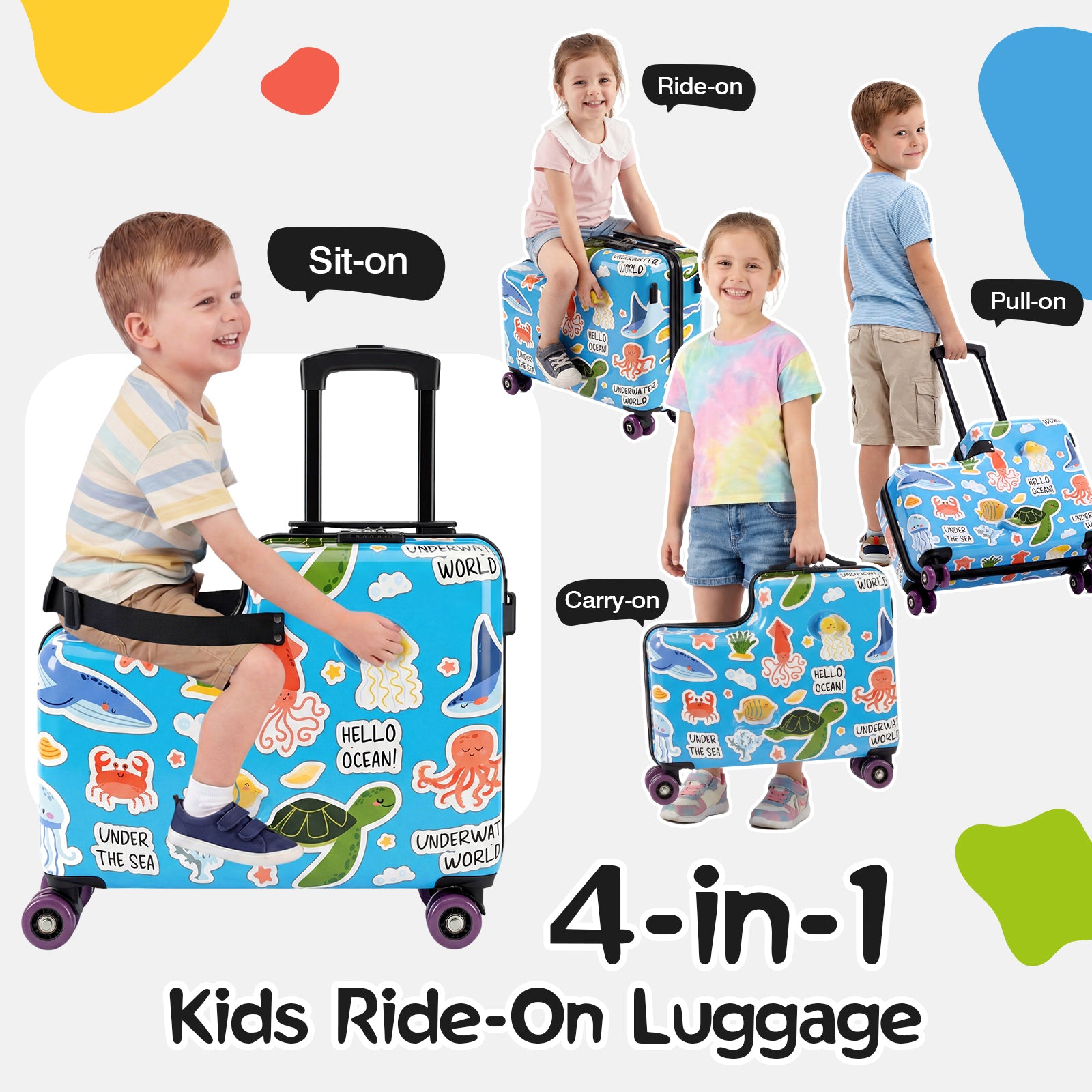 Advwin 20" Cute Pattern Ride-On Suitcase