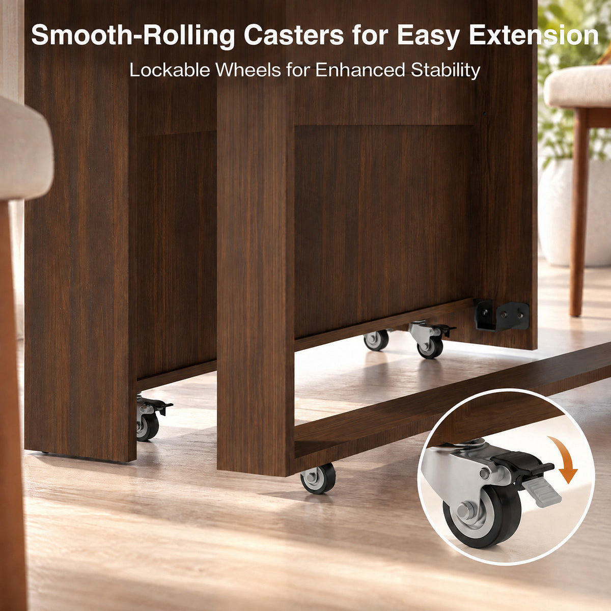 Advwin Extendable Dining Table with Storage Cabinet