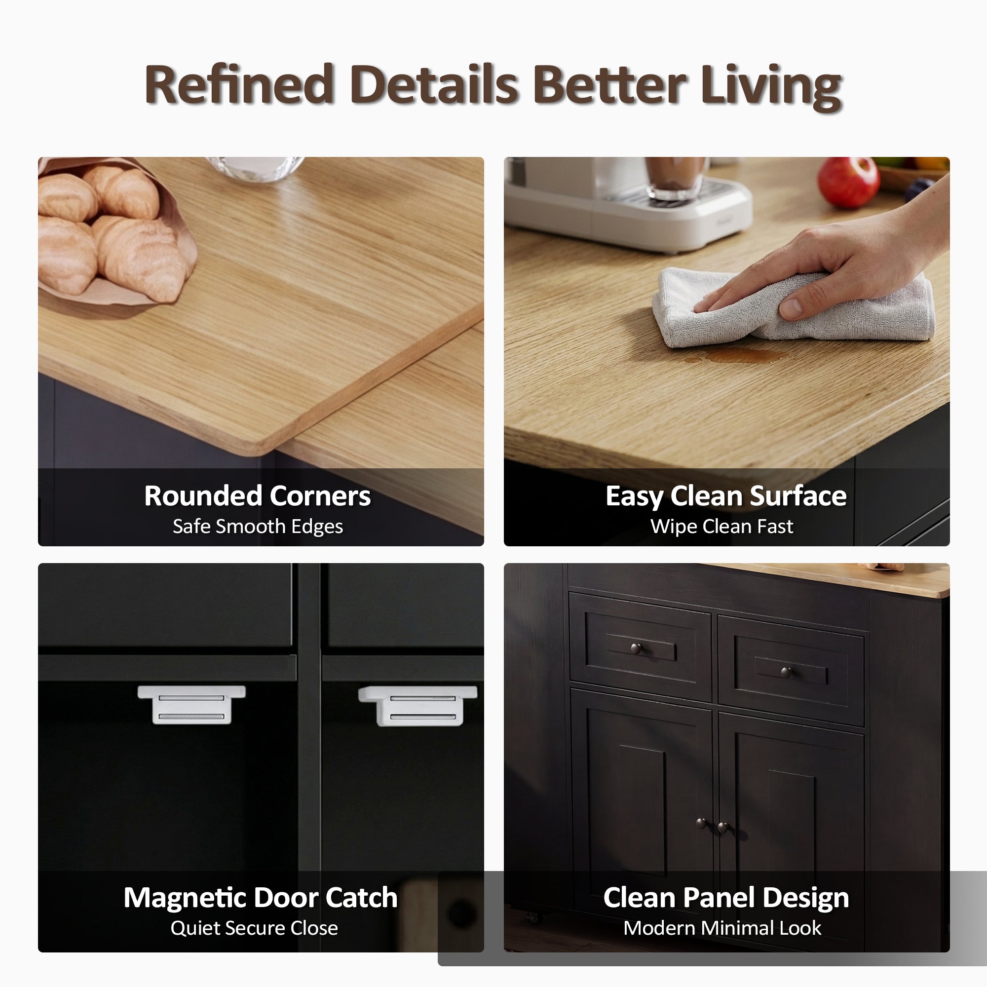 Advwin Extendable Kitchen Island with Storage