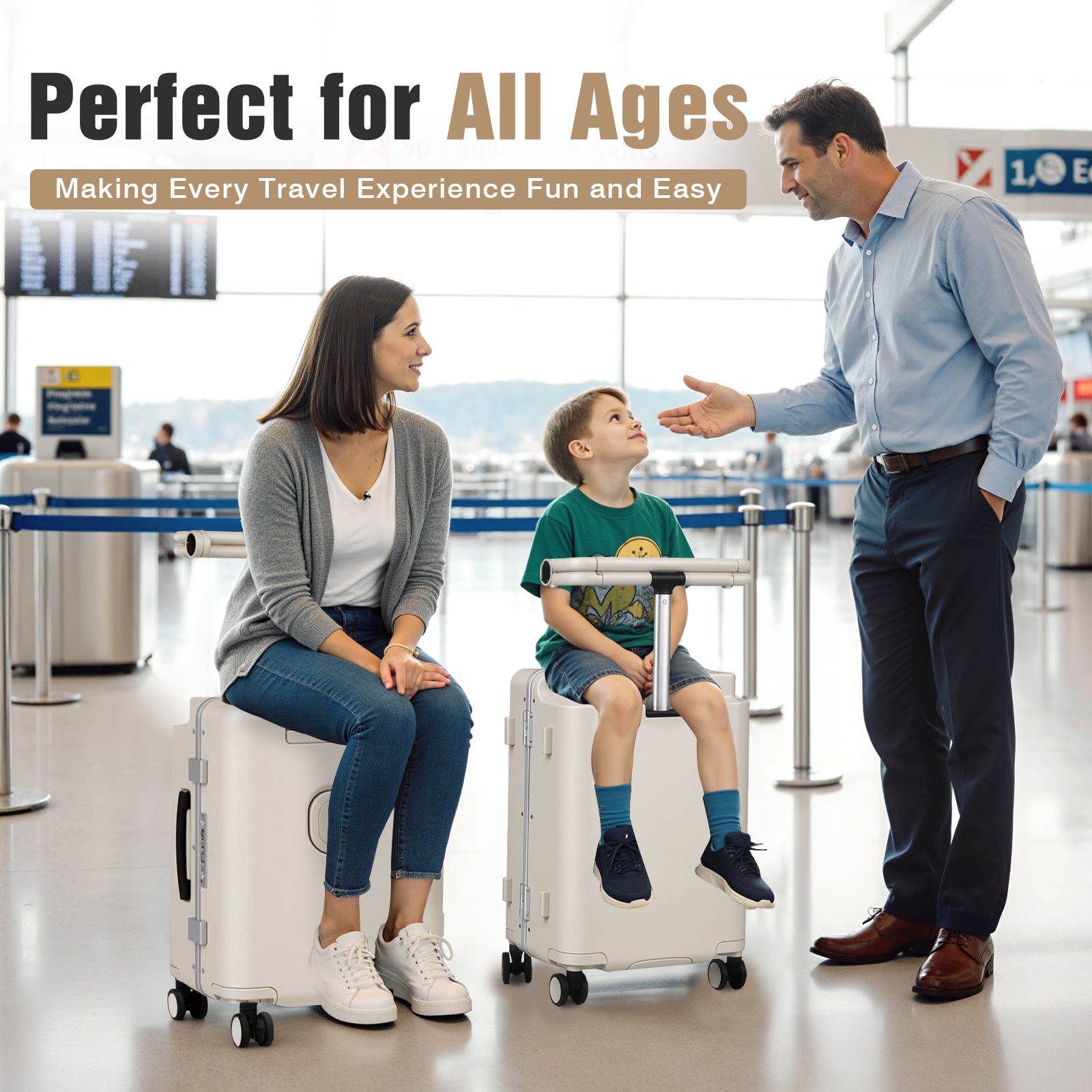 Advwin 20" Ride On Luggage with Adjustable Seat