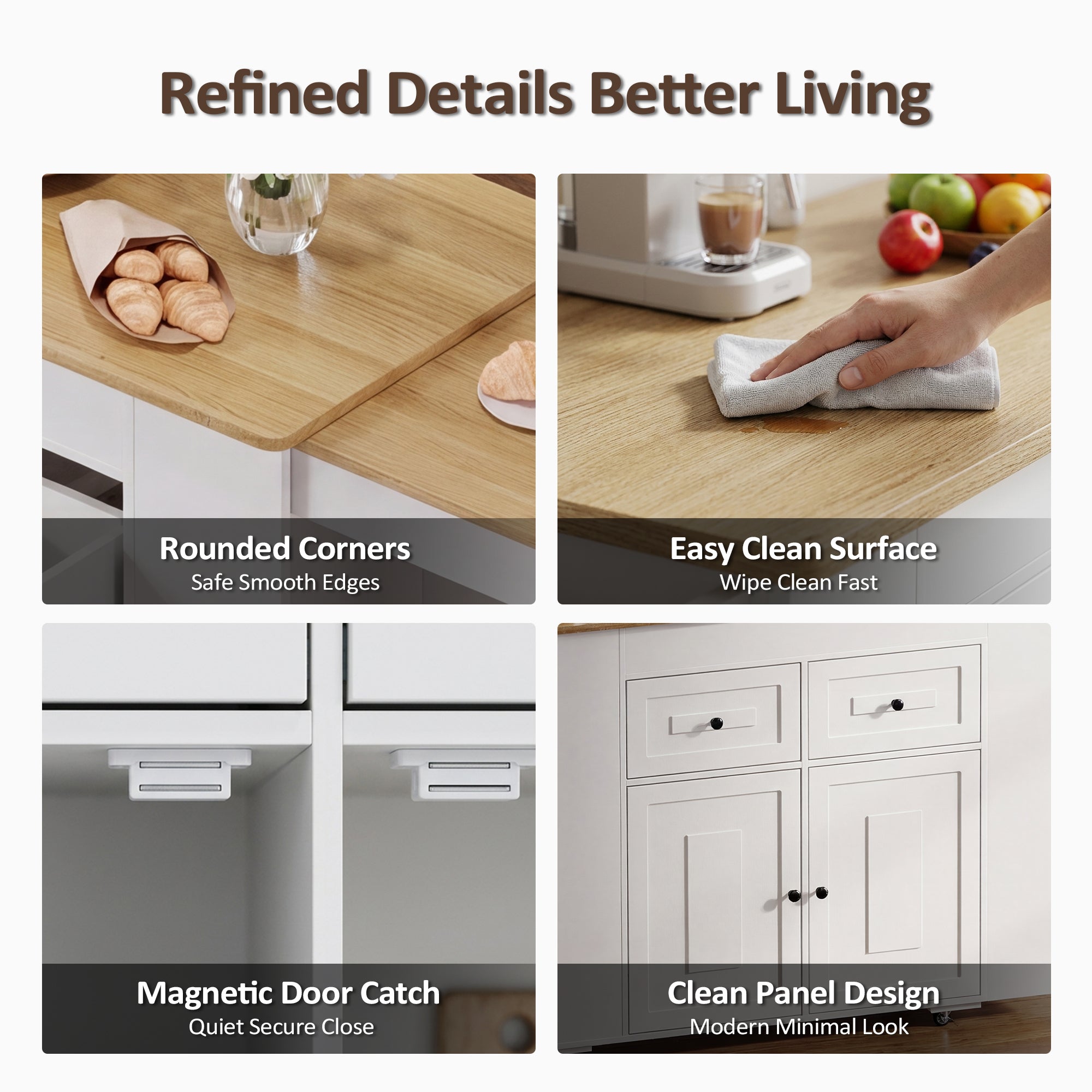Advwin Extendable Kitchen Island with Storage