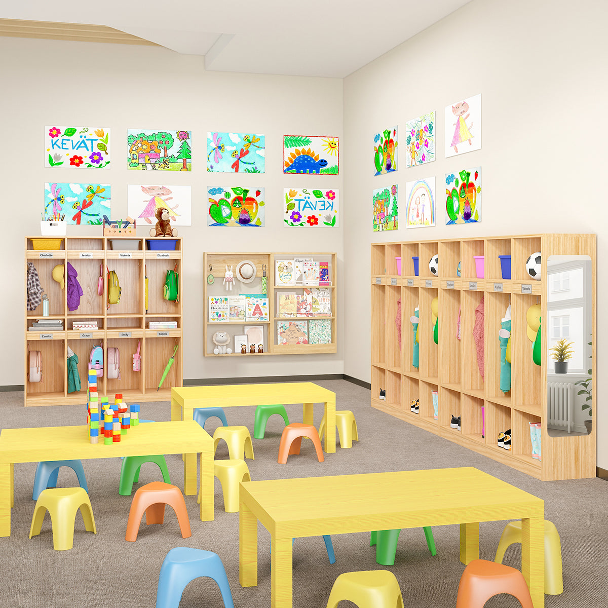 Advwin 8-Section Classroom Coat Locker w/ 8 Cubbies