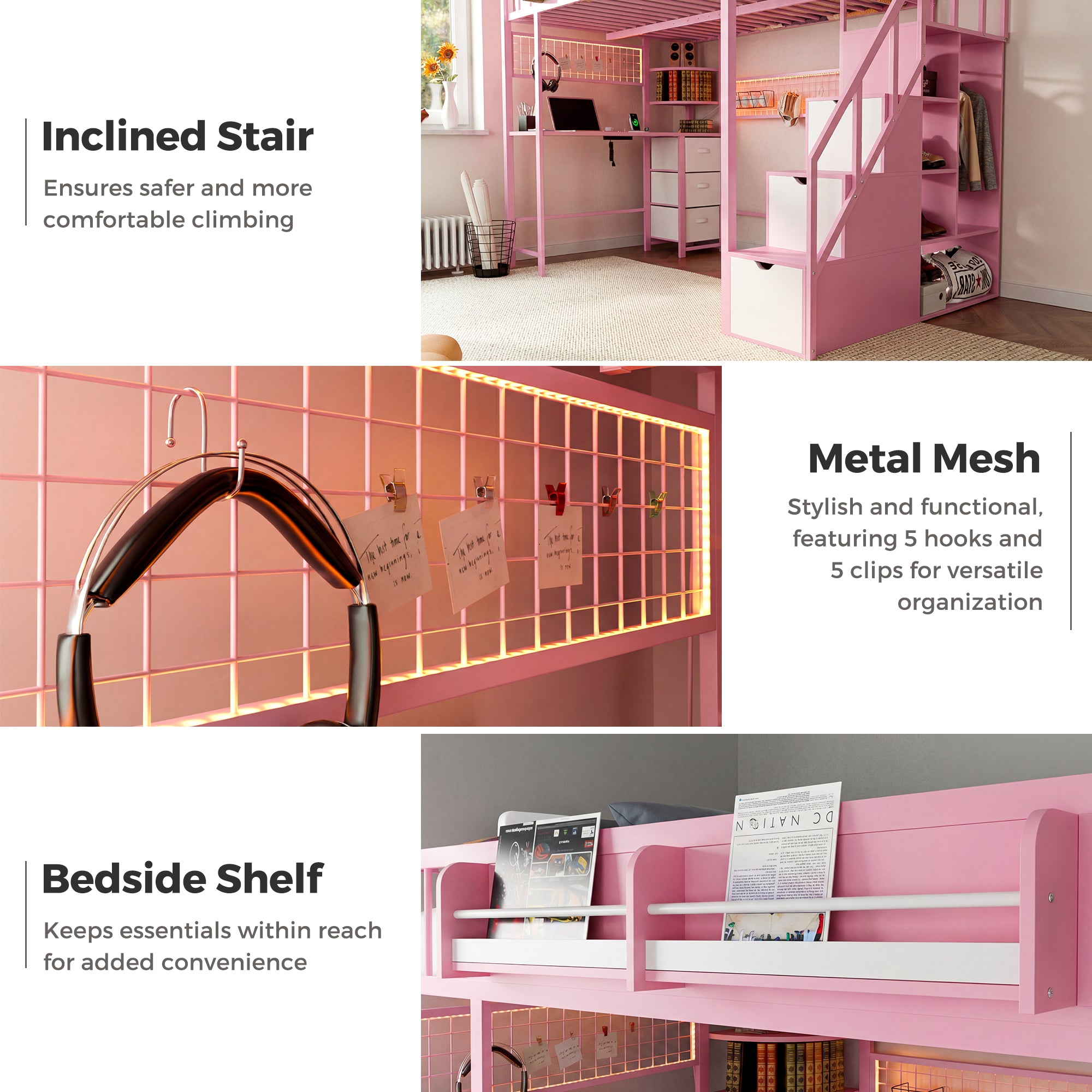 Advwin Loft Bed with Desk and Stairs (Low Stock)