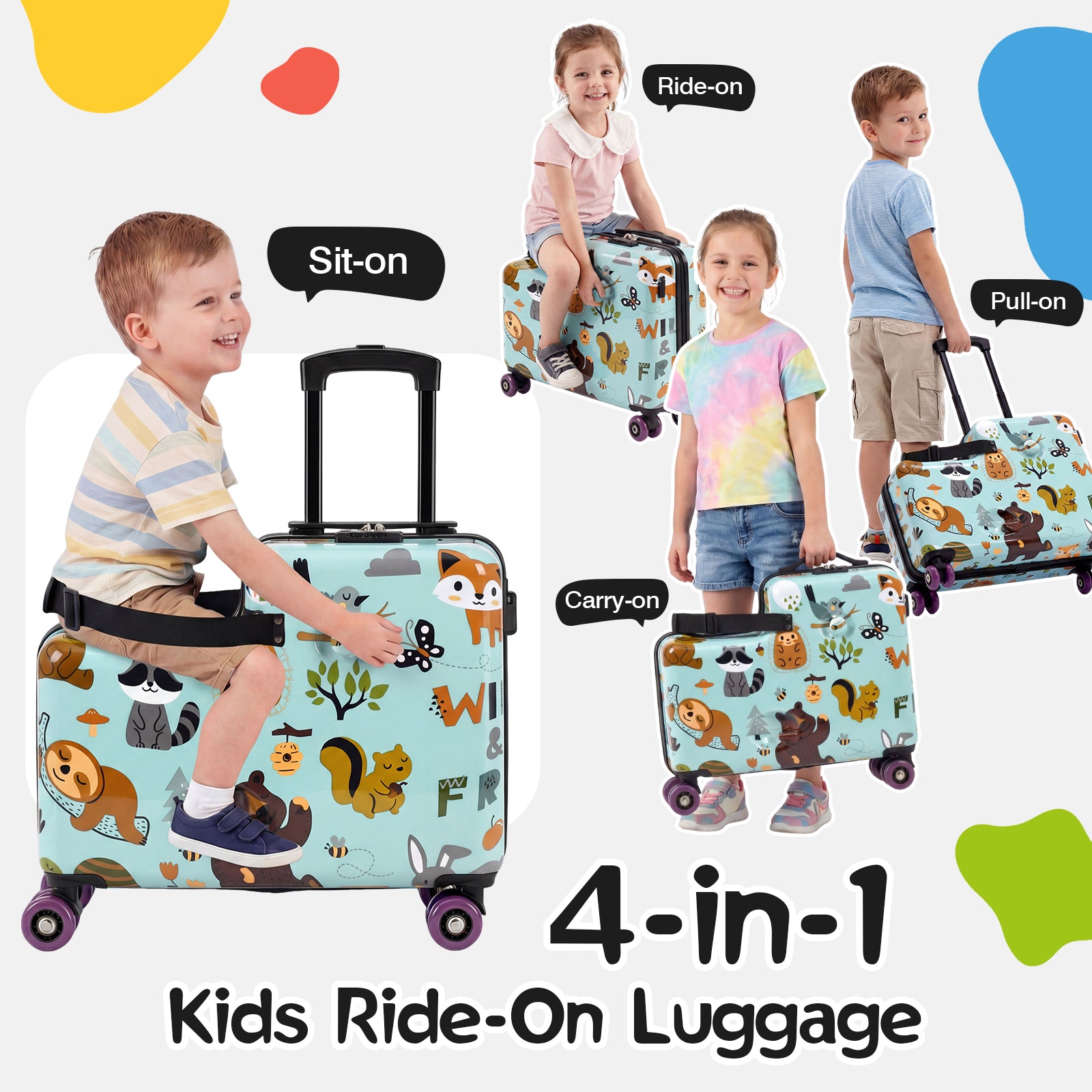 Advwin 20" Cute Pattern Ride-On Suitcase