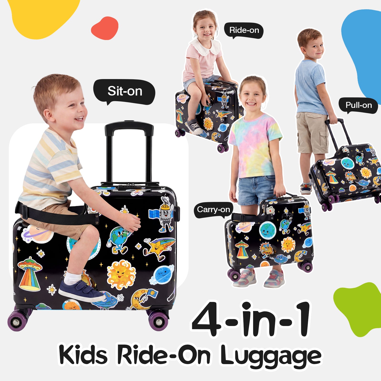 Advwin 20" Cute Pattern Ride-On Suitcase