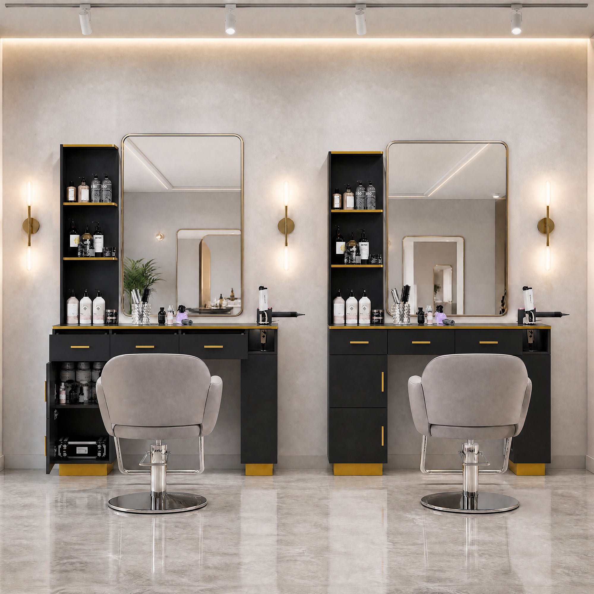 Advwin Professional Hair Salon Station w/Storage