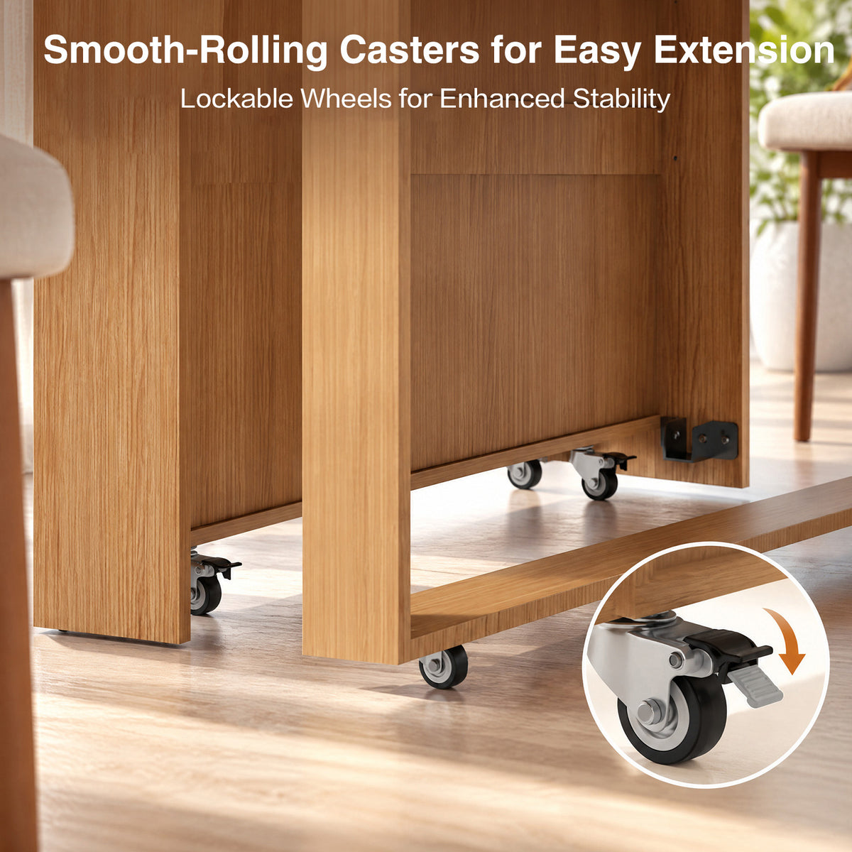 Advwin Extendable Dining Table with Storage Cabinet