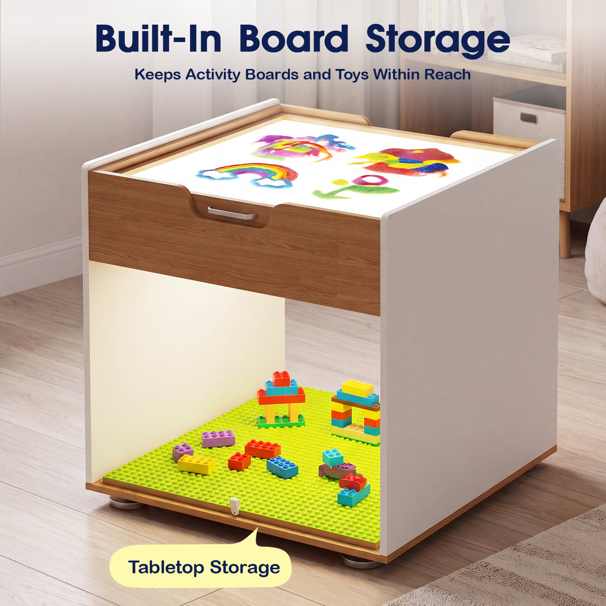 Advwin 4-in-1 Light Table for Kids with Reversible Tabletop