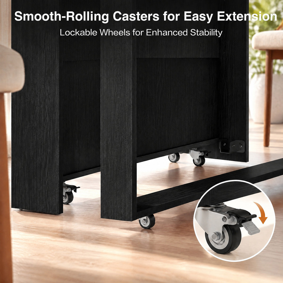Advwin Extendable Dining Table with Storage Cabinet