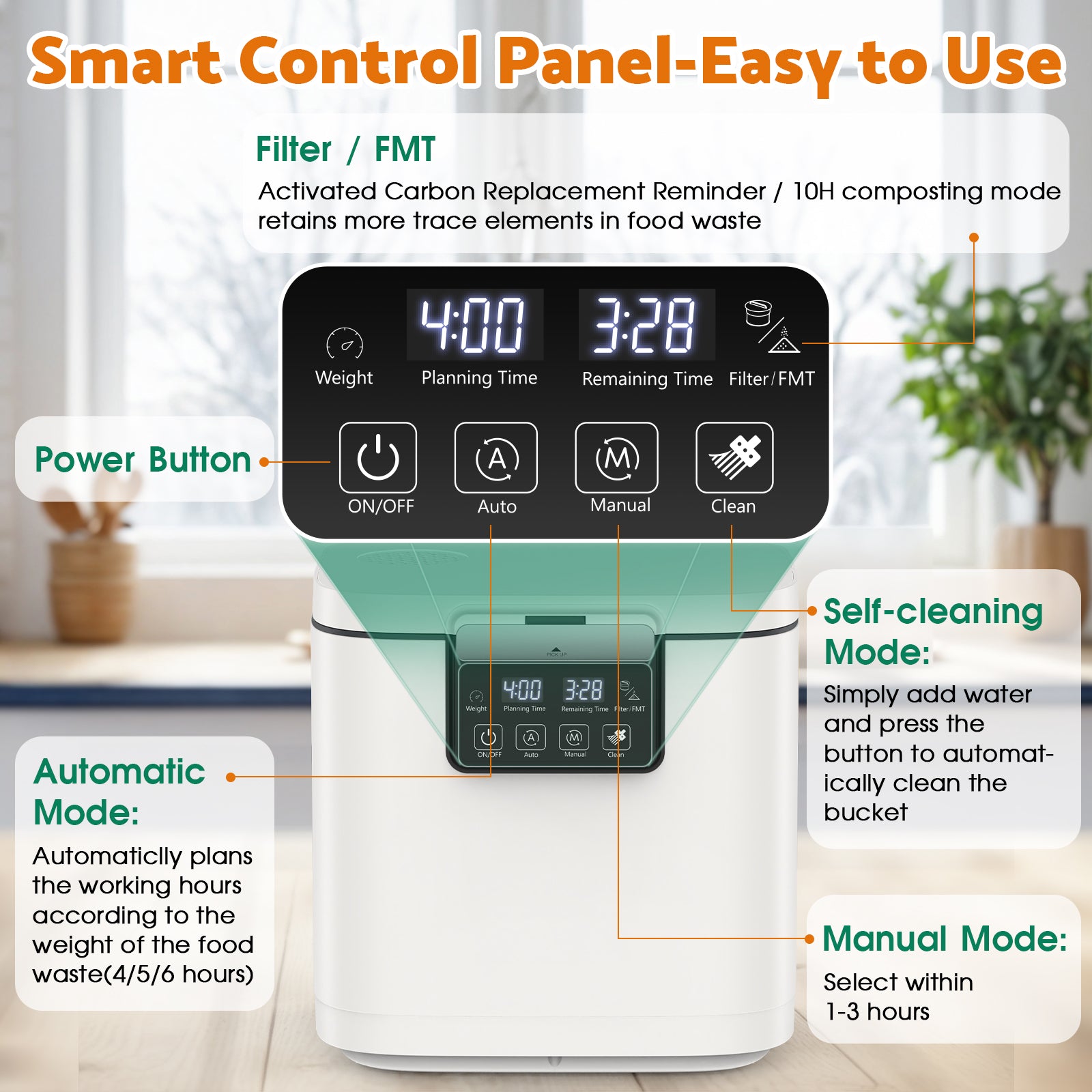 Advwin Compost Bin 4L Electric Auto-Cleaning