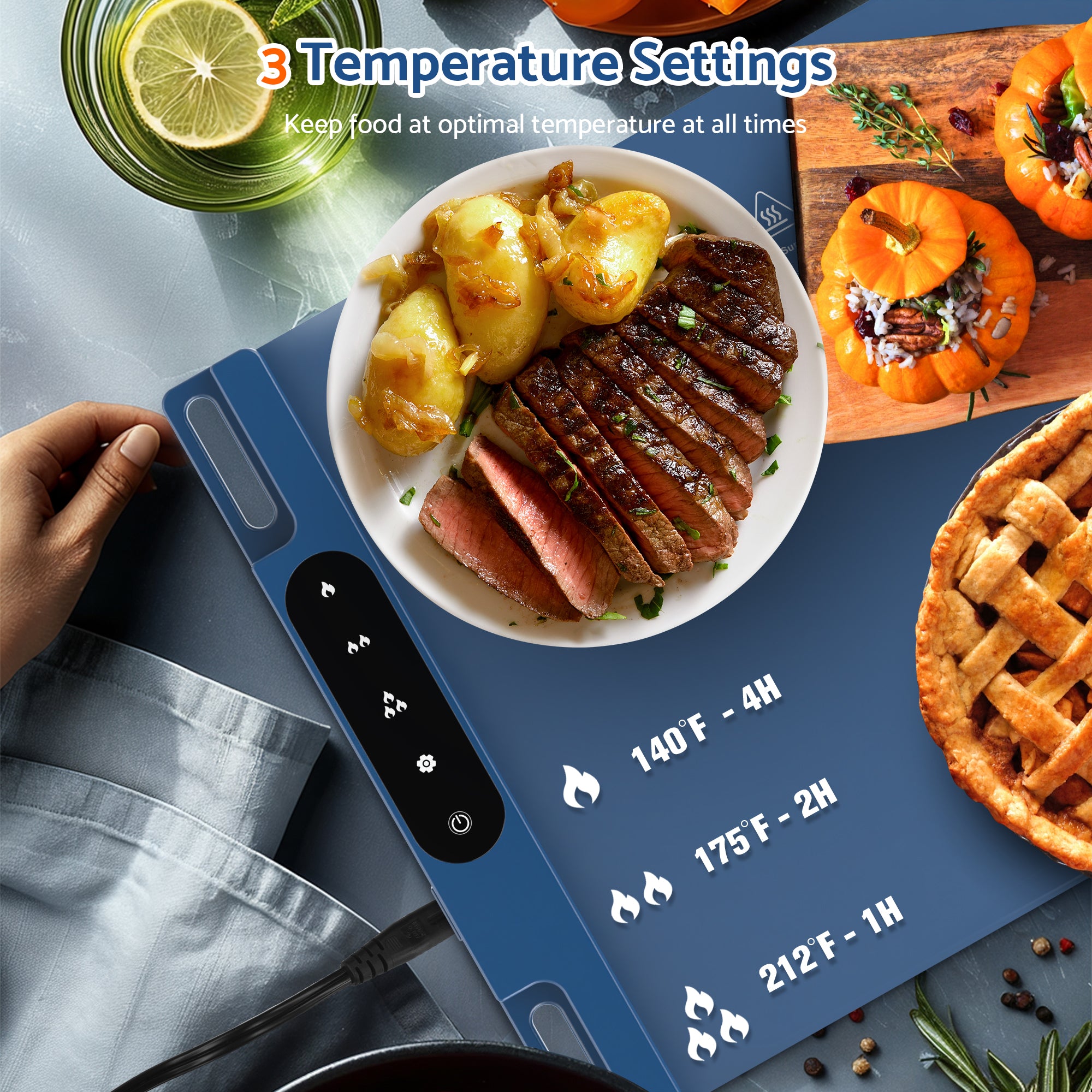 warming mat for food 3 temperature settings