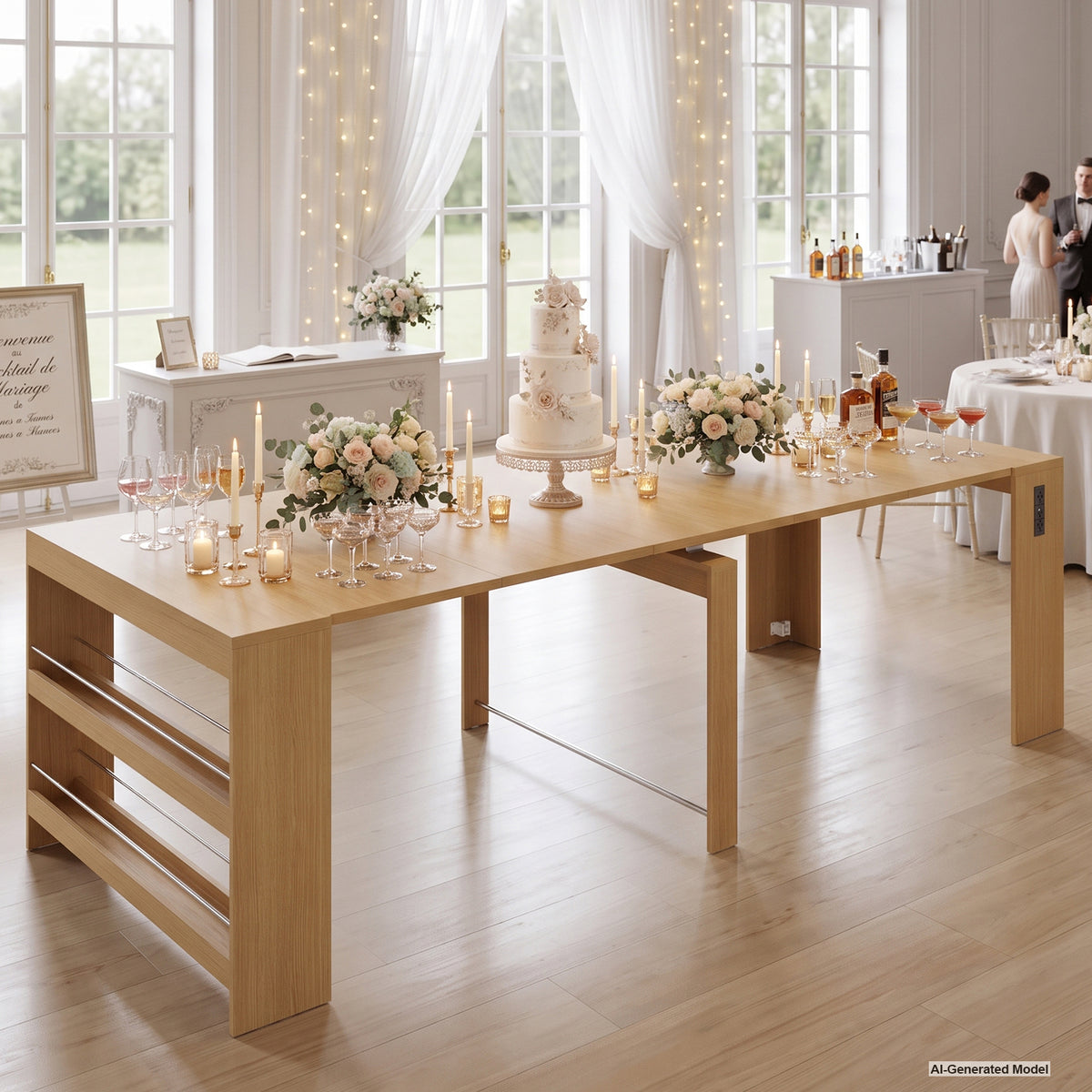 Advwin Extendable Dining Table with Outlet