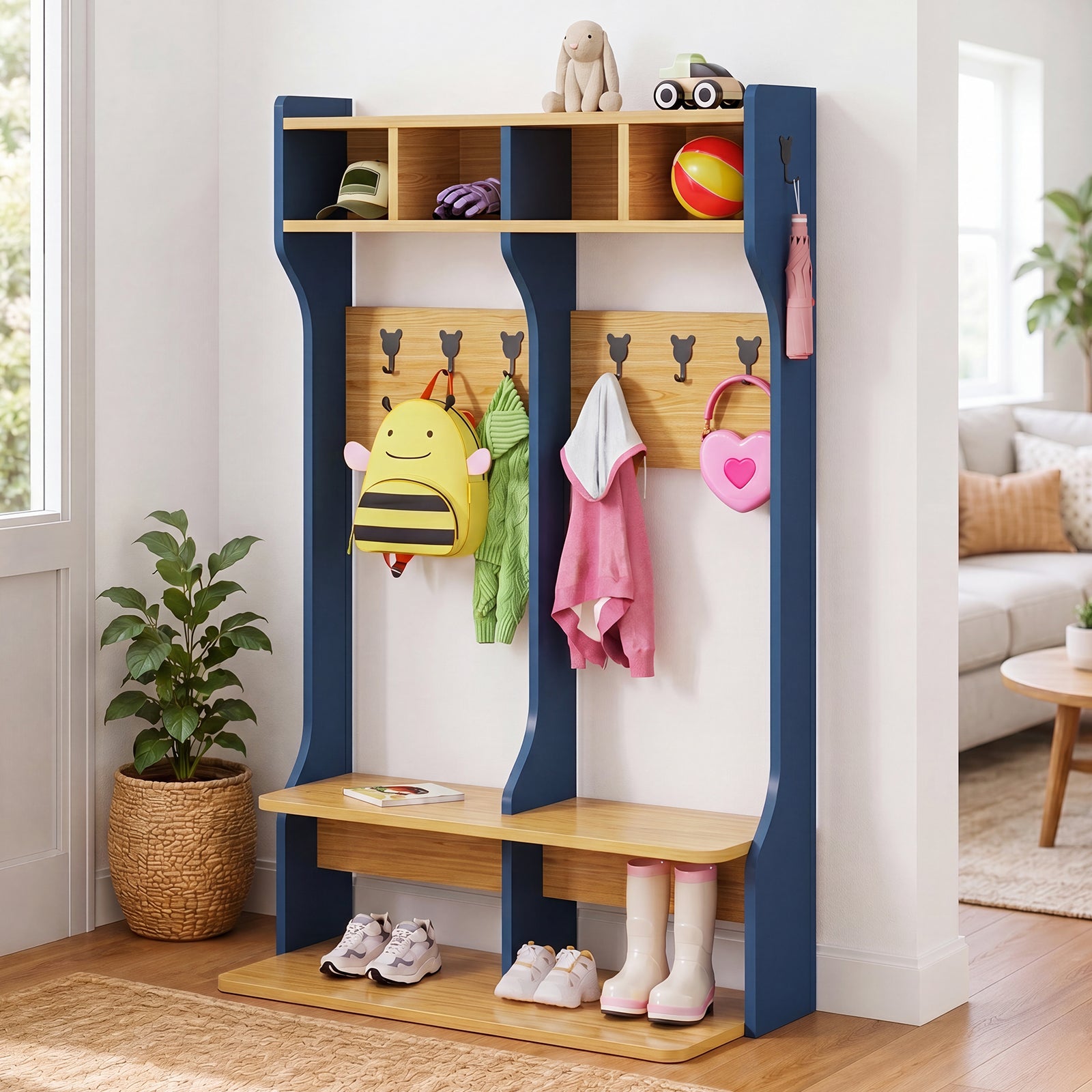 Advwin 2-Section Coat Locker with Bench