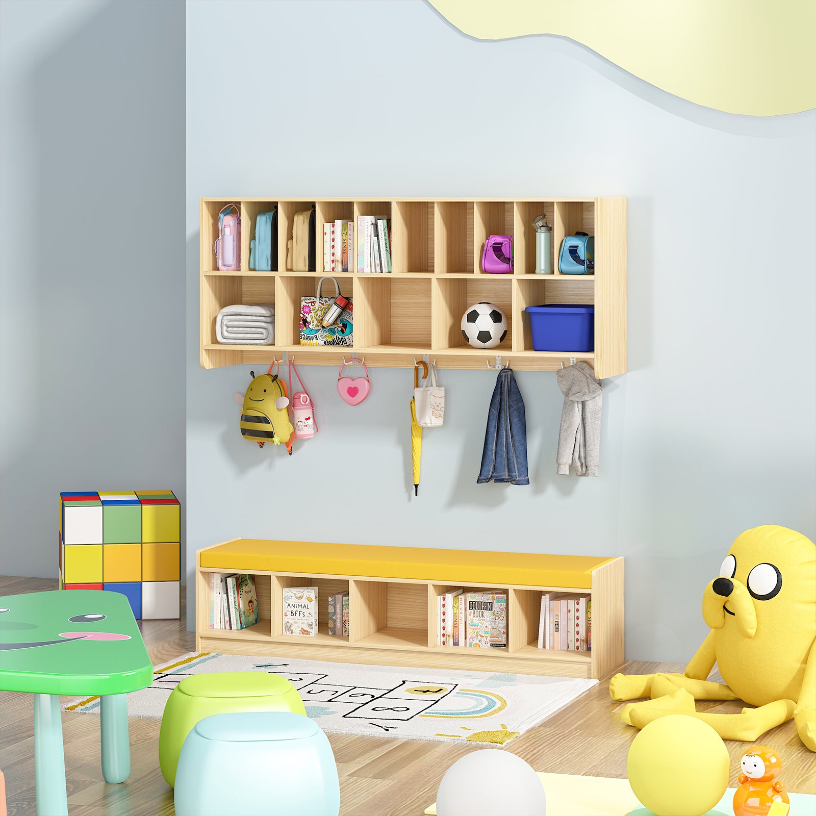 Advwin Wall-Mounted Diaper Storage w/Bench (Pre-Order)
