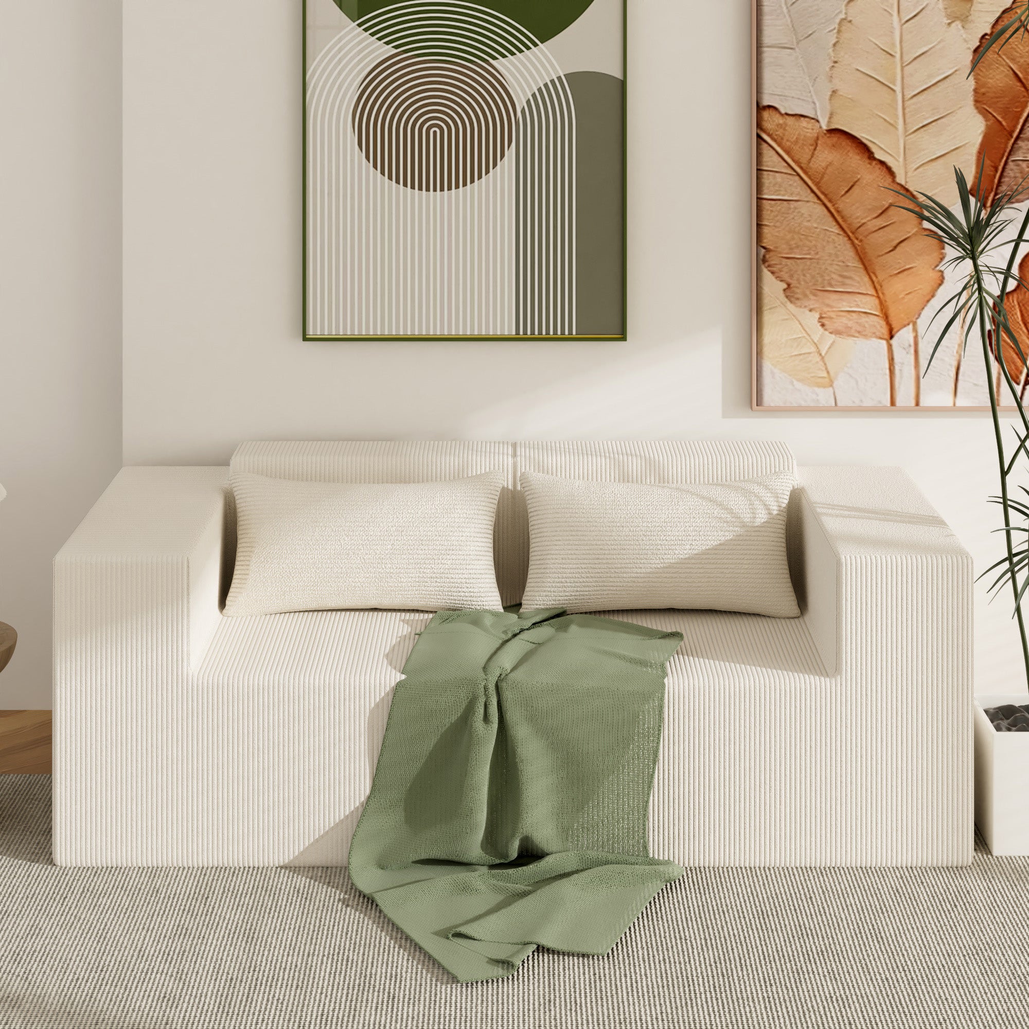 Advwin Oversized Modular Sectional Corduroy Couch